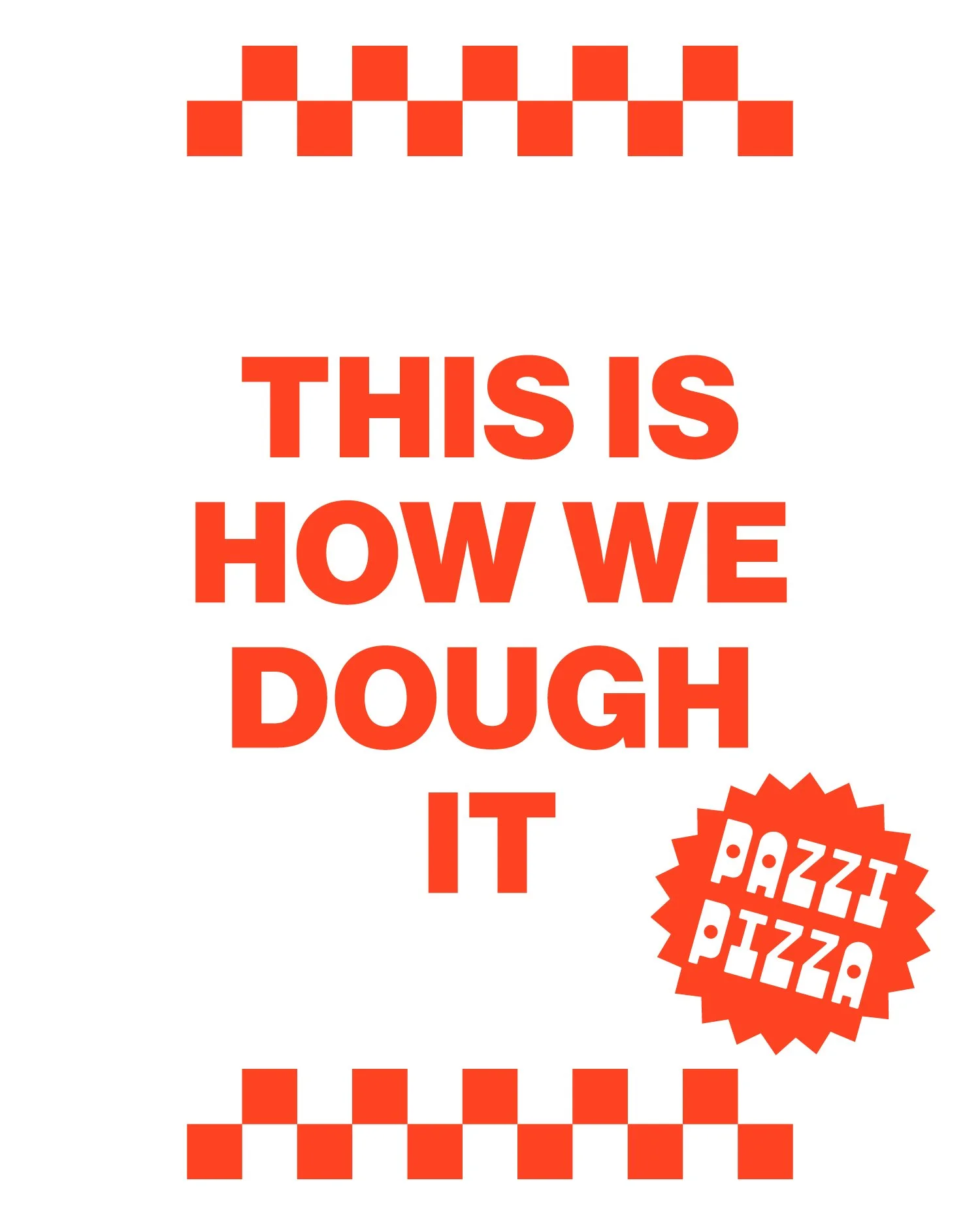 Cover of a cookbook titled 'This Is How We Dough It' with red and white checkers and a starburst graphic labeled 'Pazzi Pizza'.