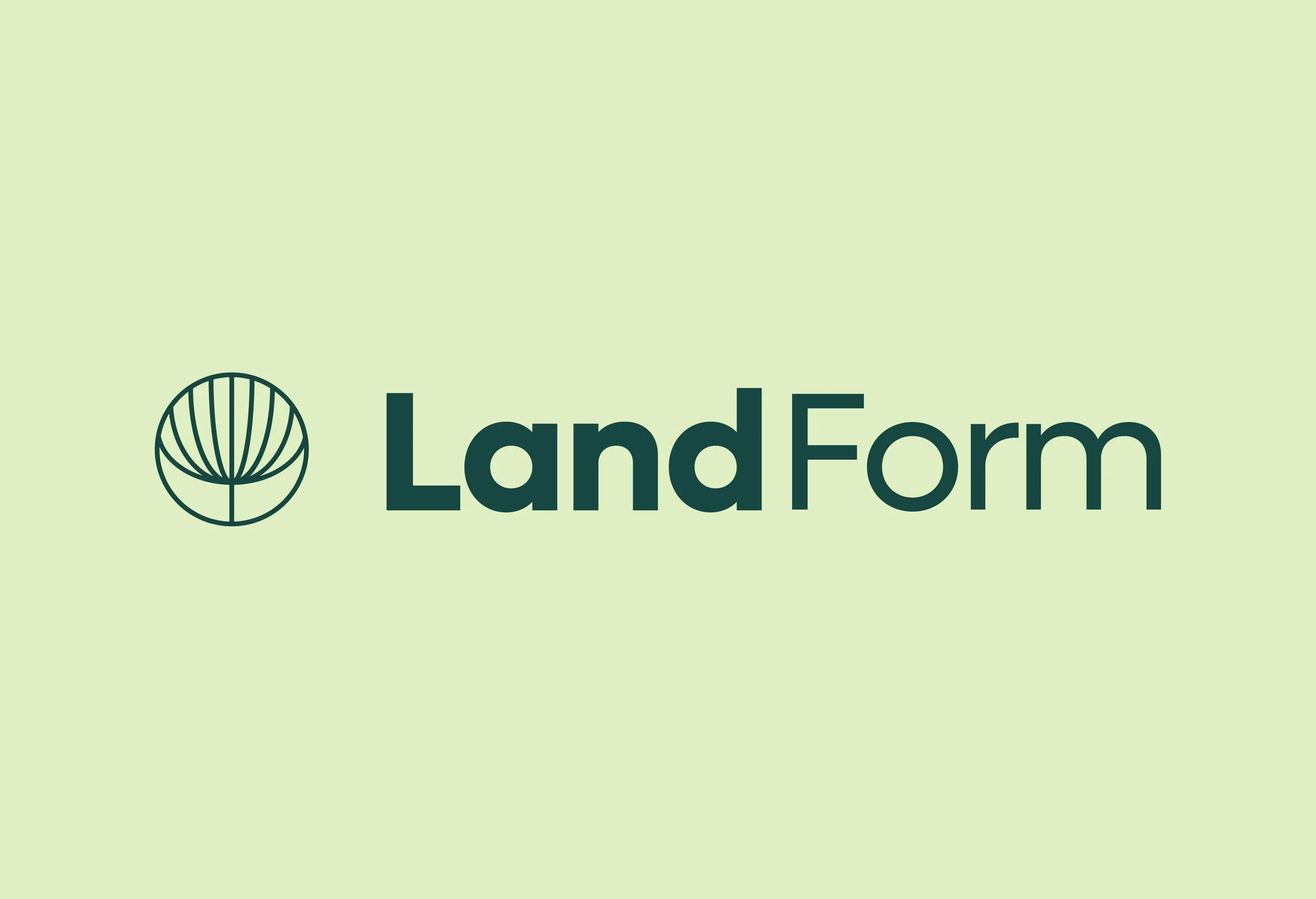 LandForm logo with green background, circular icon with lines resembling a topographical map, and the text 'LandForm'.