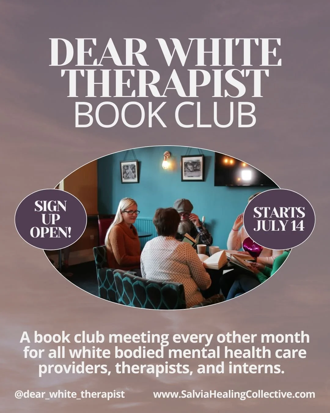 Dear White Therapist Book Club - Tuesday, July 14 - ONLINE