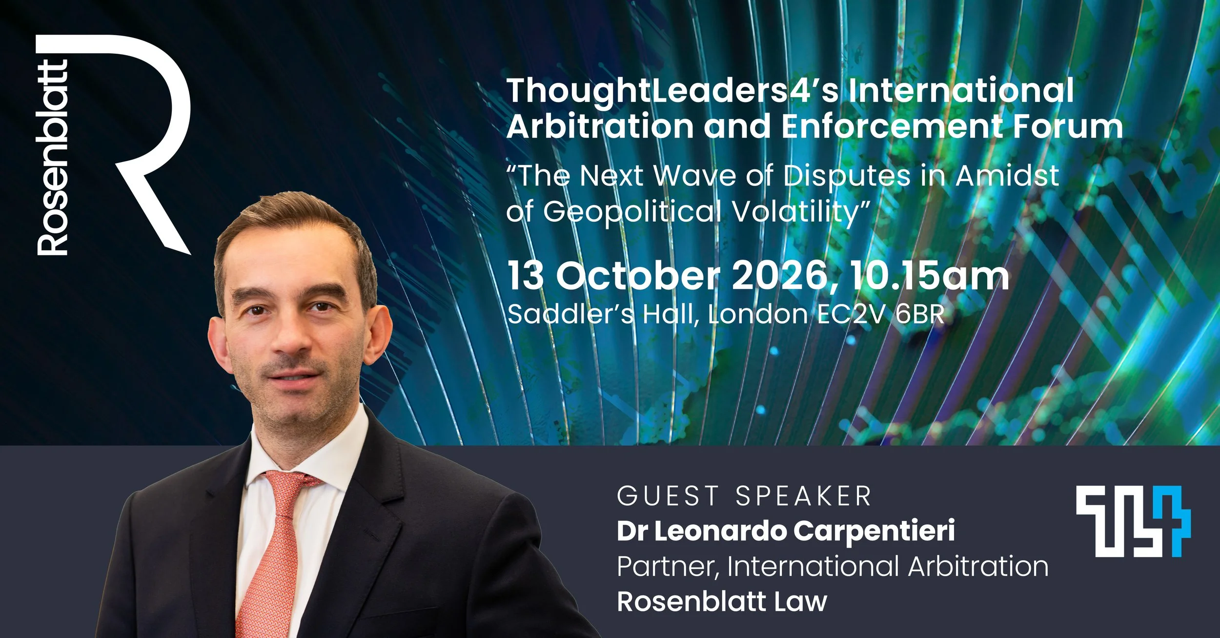 Dr Leonardo Carpentieri to Speak at ThoughtLeaders4’s International Arbitration and Enforcement Forum
