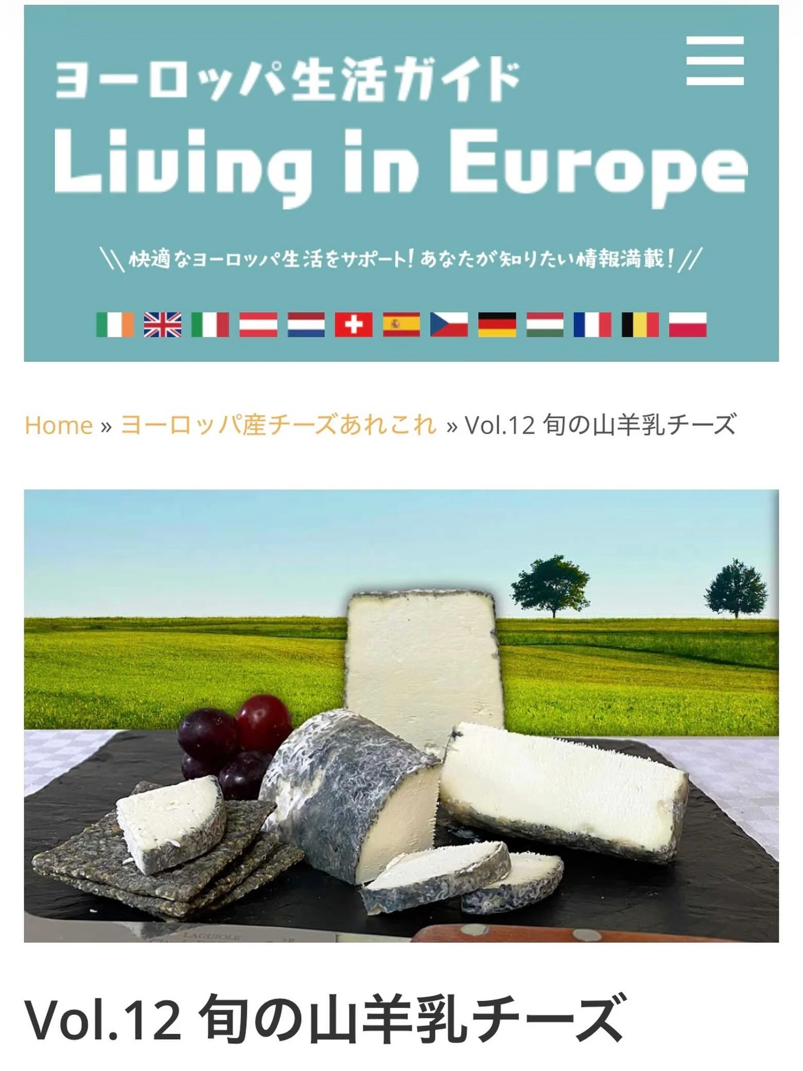 Living in Europe&rdquo;, very helpful collective living guide for those Japanese people living in Europe &amp; the UK;

https://living-in-eu.com/cheese

A new cheese article is up,  this months, it&rsquo;s all about &ldquo;seasonal cheese&ldquo;, goa