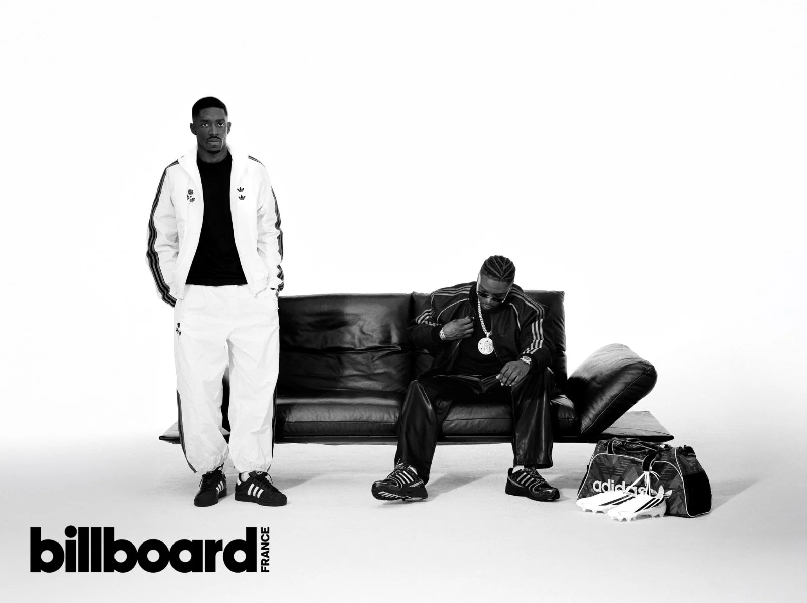 Billboard x Adidas x Ninho x Dembélé — Photo: Michelle Helena Janssen — Baci Management team: Hair & Makeup Inès Zérouali, Manicurist Lilly Lizé, Hair & Makeup assistant Charleene Evrat 