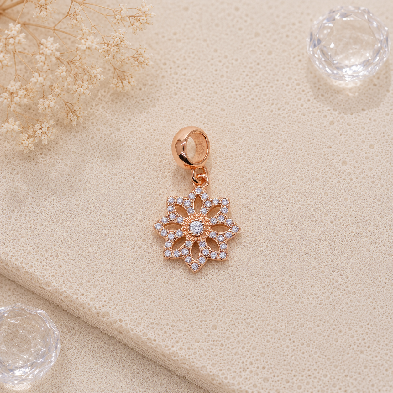 Eight-Petaled Flower Premium Charm