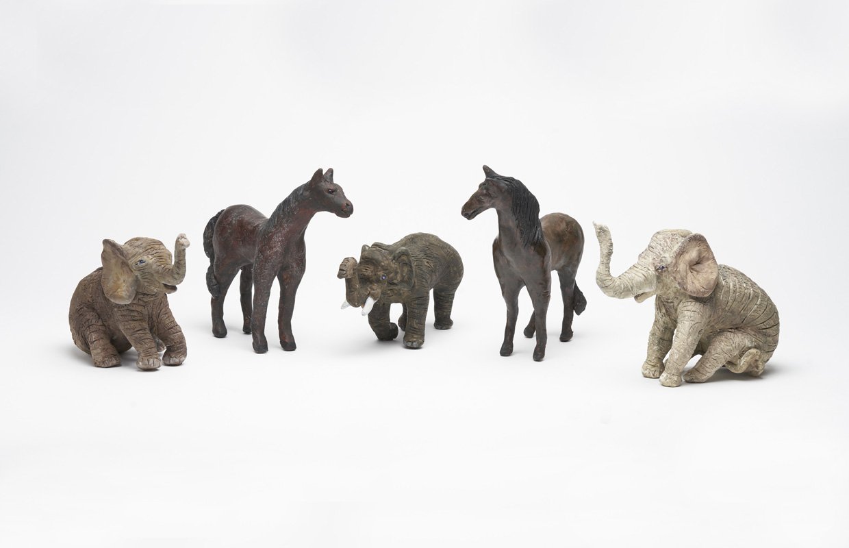 clay animal sculptures