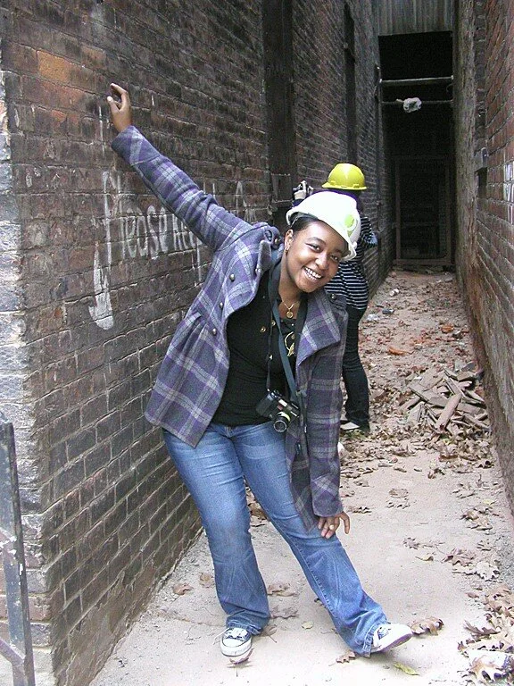 Students investigate one of the many new construction sites in Cincinnati’s Over-the-Rhine neighborhood in 2009