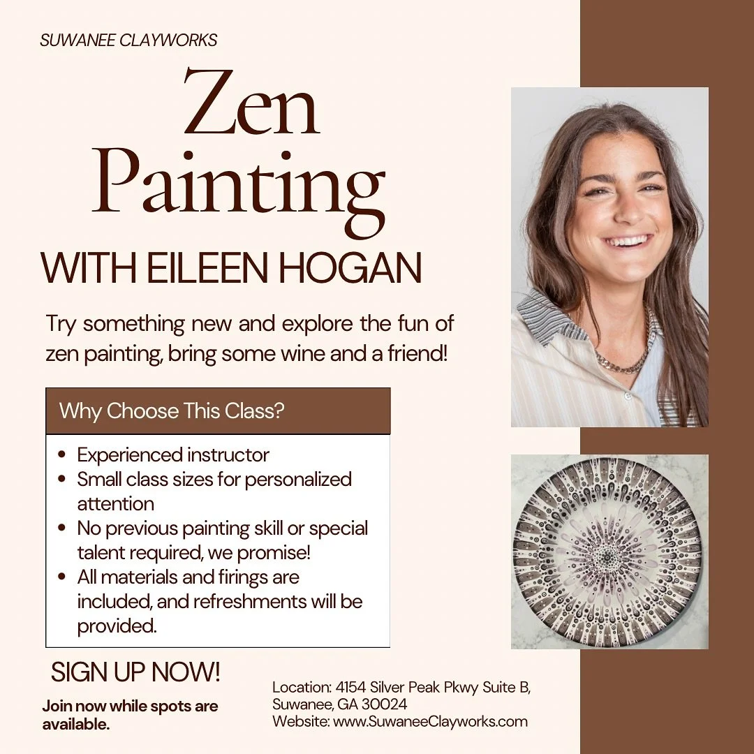 🧘🏽Join our new Zen painting workshop on October 25th from 6&ndash;8 pm with Eileen Hogan! 
Combine pointillism and mandala techniques to create unique designs on ceramic tiles and plates.🎨Relax, choose your colors, and enjoy a calming session.😌

