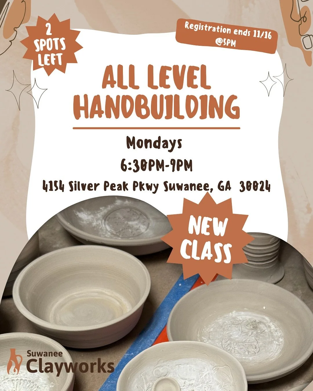 ❄️Winter session classes are filling up! With just 3 spots remaining in our available wheel classes and 2 left in our hand building! Make sure to sign up before Sunday, 11/16 at 5pm! 🚨