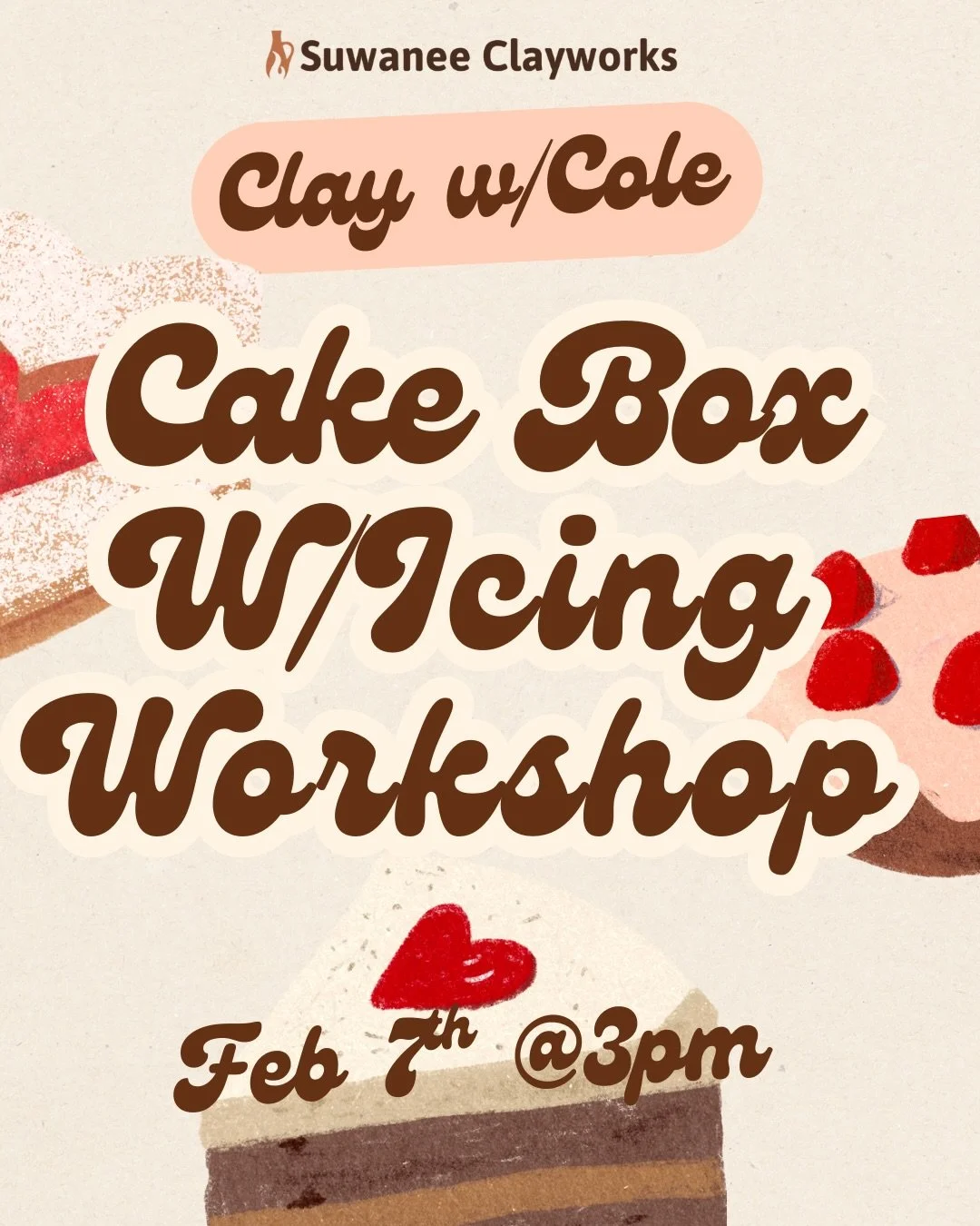 Our newest workshop series starts on Saturday, February 7th: Clay with Cole!

Join instructor Cole Fox (@creativity_cole ) on Saturday, February 7th from 3&ndash;5pm for a 2-hour handbuilding workshop where you&rsquo;ll create a ceramic cake box with