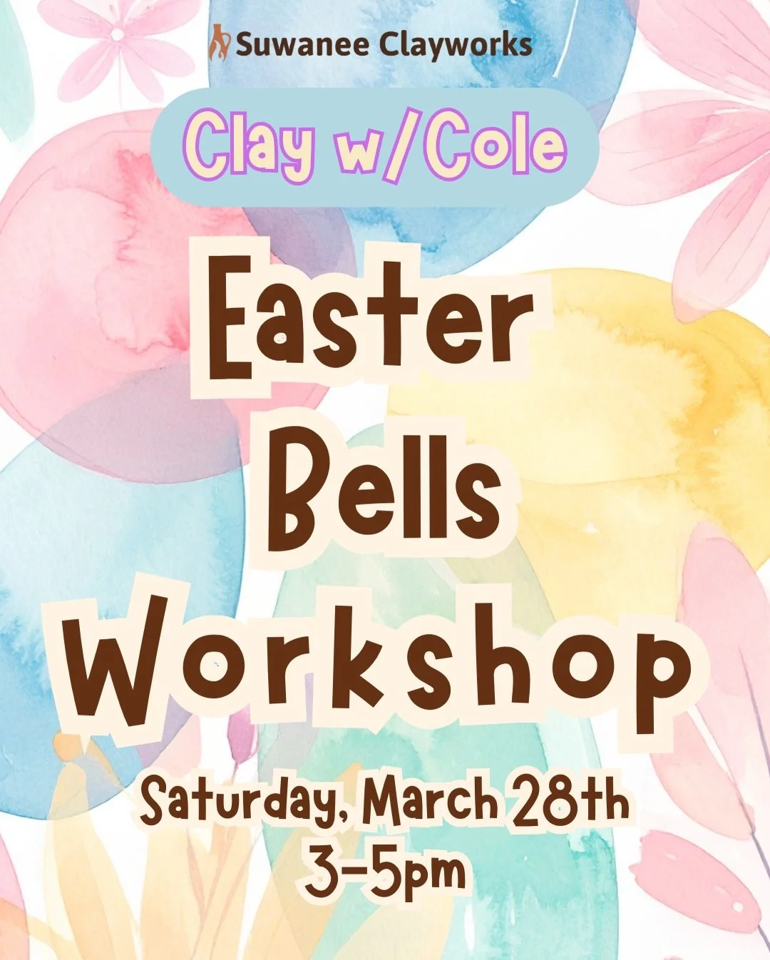Join us for a workshop led by @creativity_cole in making Easter-themed bells! All tools and clay included&mdash;just bring yourself (and maybe a friend)! #pottery #potterystudio #thingstodoinatlanta #suwanee
