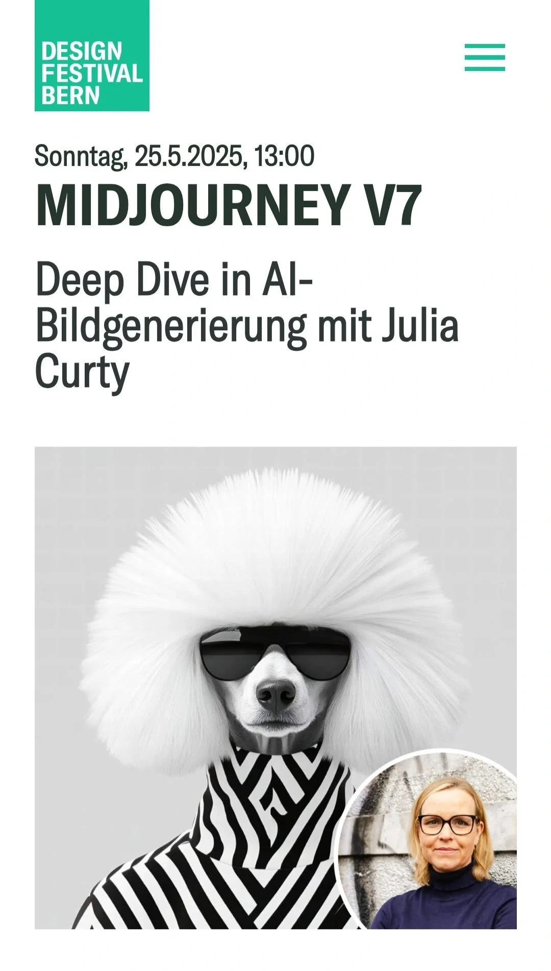 WORKSHOP-TIME 🚀 ! «Deep Dive in AI-Bildgenerierung» am Sonntag, 25.5.2025 am Designfestival Bern