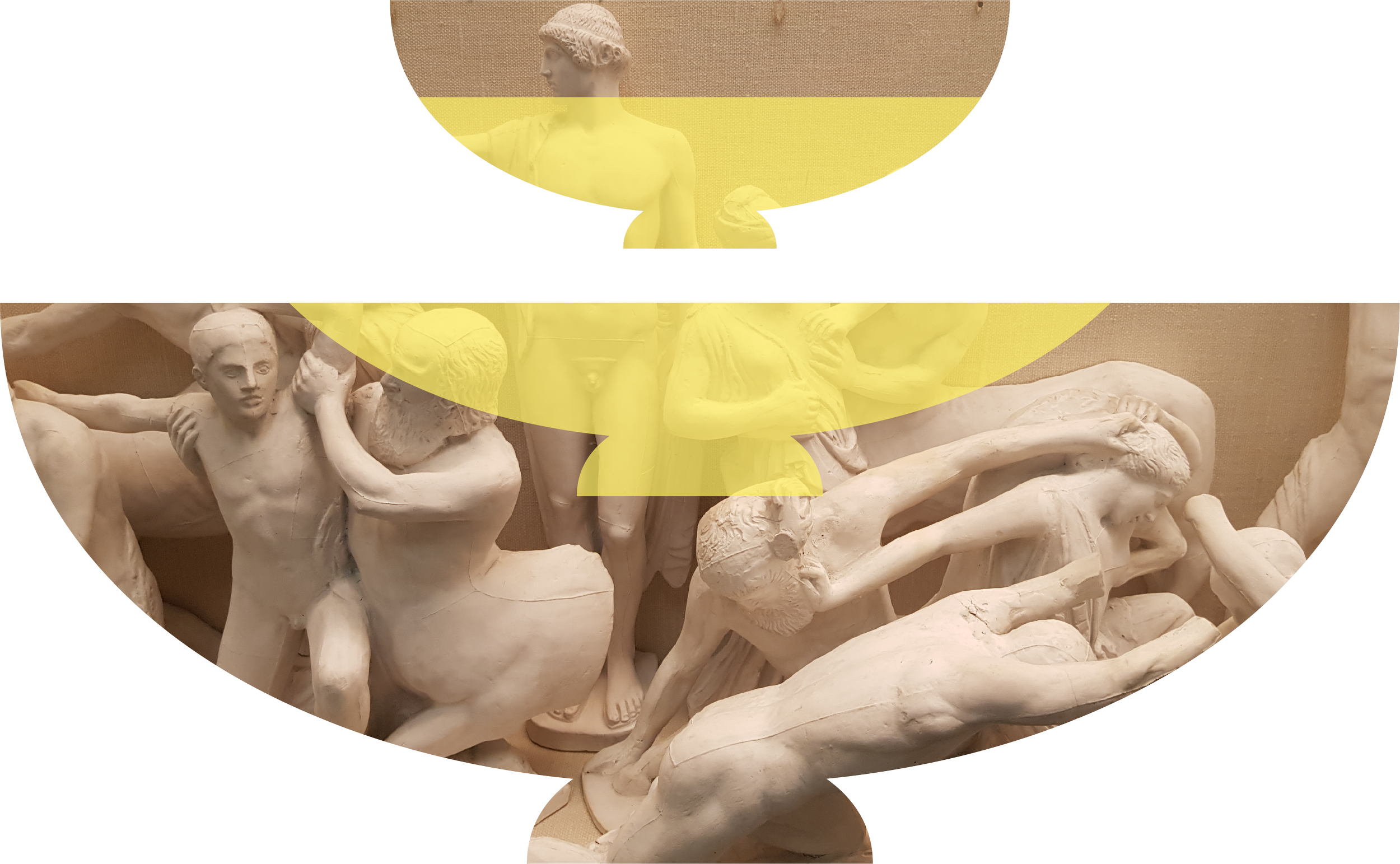 Logo der Novus Stiftung als grafische Collage mit integriertem Bild antiker Figuren – verbindet alte Kulturen und neues Wissen.