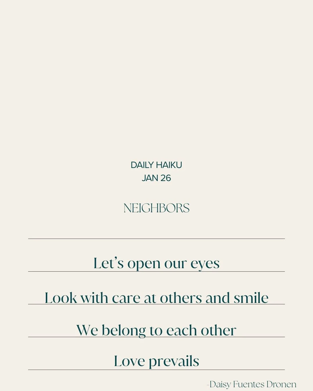 Daily Haiku Jan 26 Love wins we belong to each other.