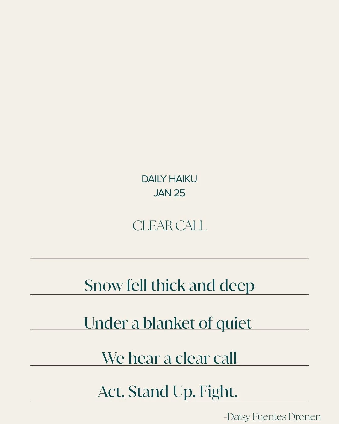 Daily Haiku Jan 25 Took a day to rest. Let's keep going. Email and call your reps. @wechoosewelcome has an easy link to help you call. check it out.