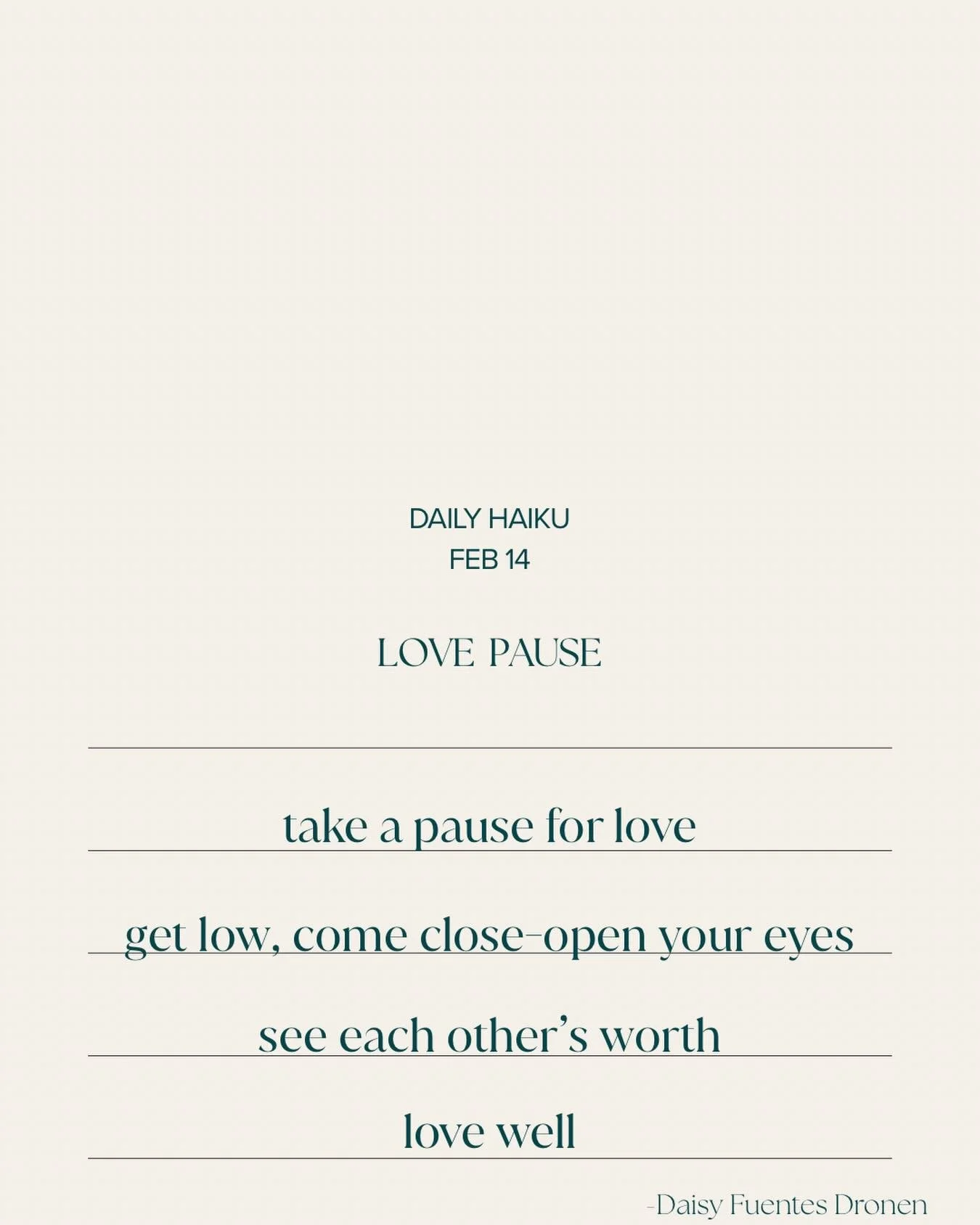 Daily Haiku Feb 14 ❤️

Pause 
See each other 
Love well