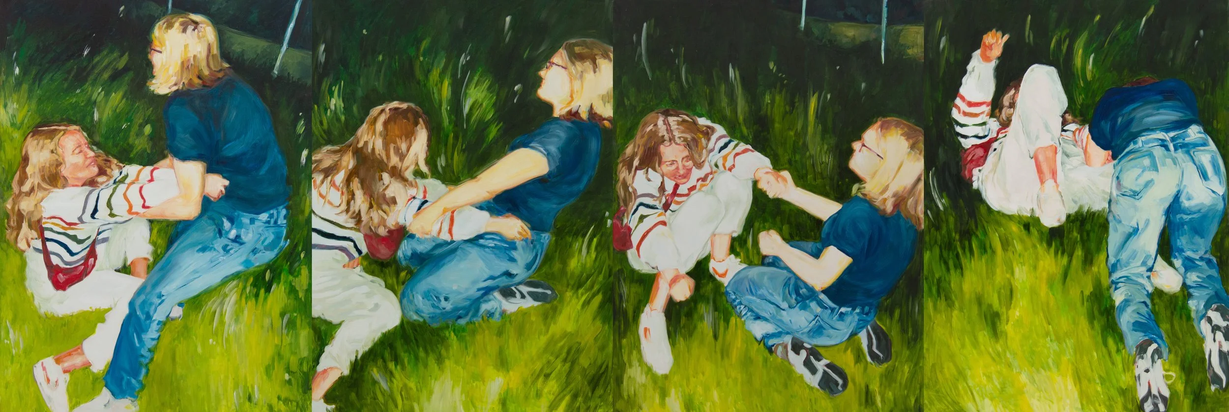 TROUT TUSSLE I-IV
Oil Paint on Wood Panel
60" x 176"
2024

Private Collection