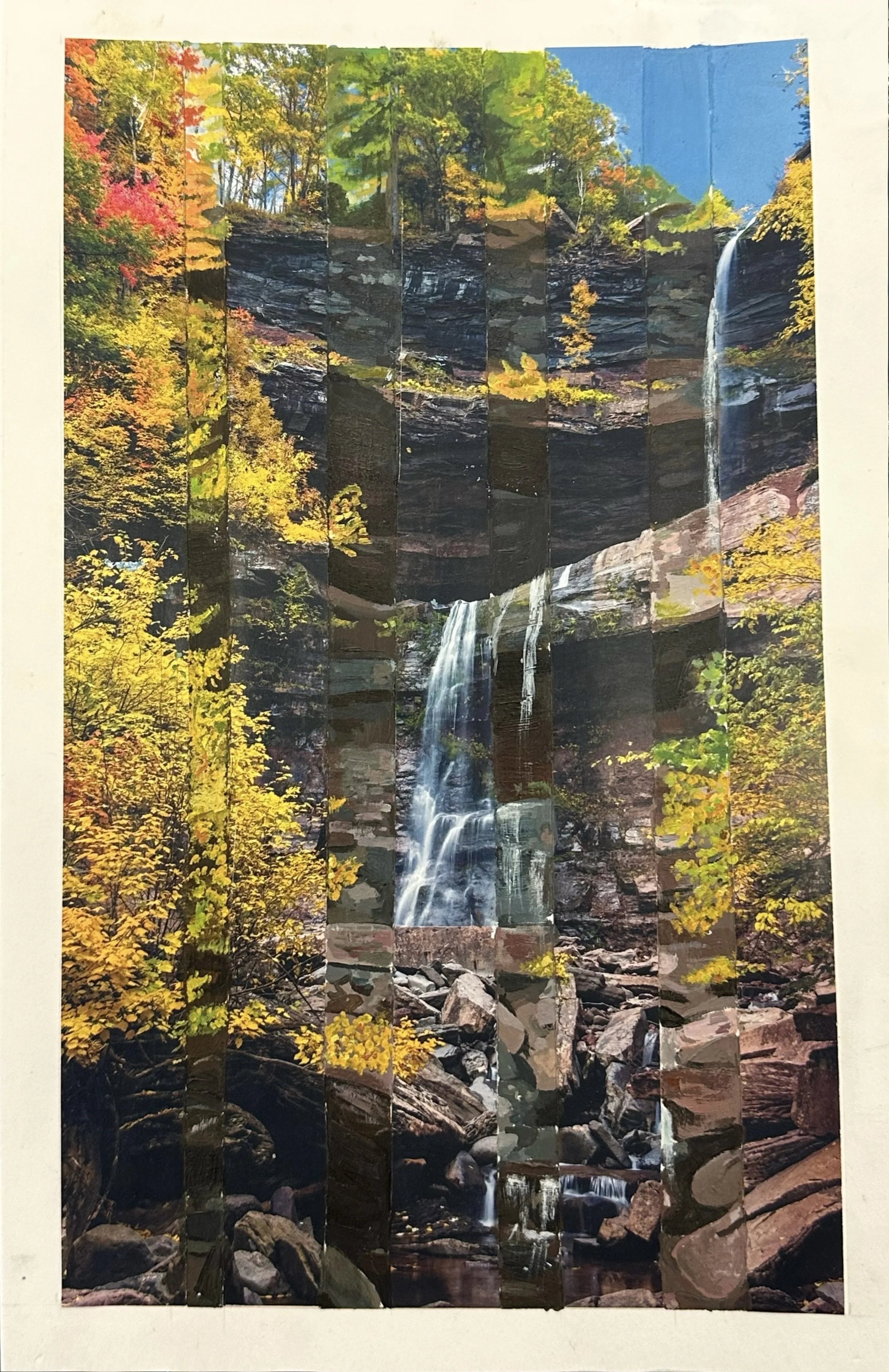 Acrylic Paint + Collage (color matching exercise)