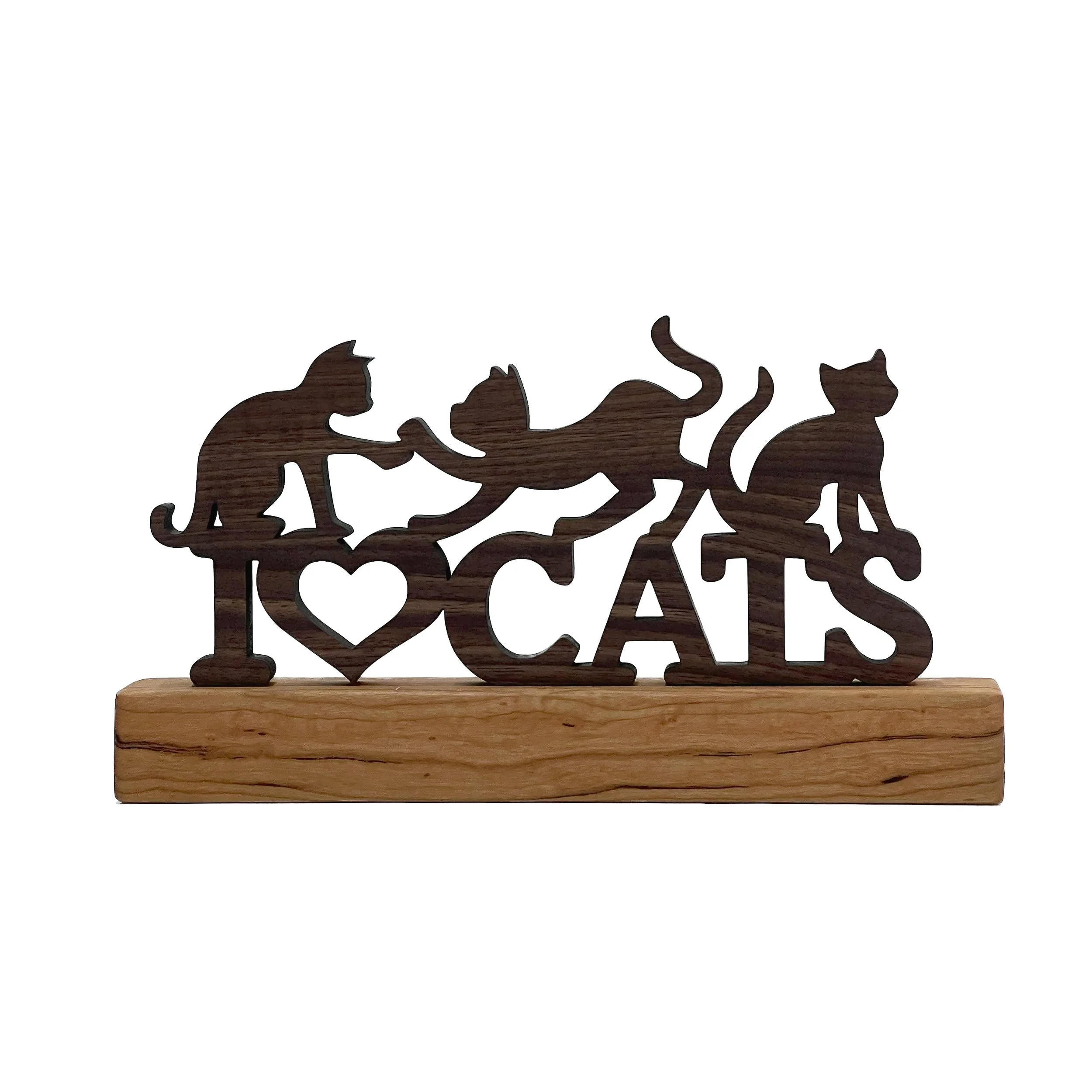 I Love Cats Walnut Shelf Sign