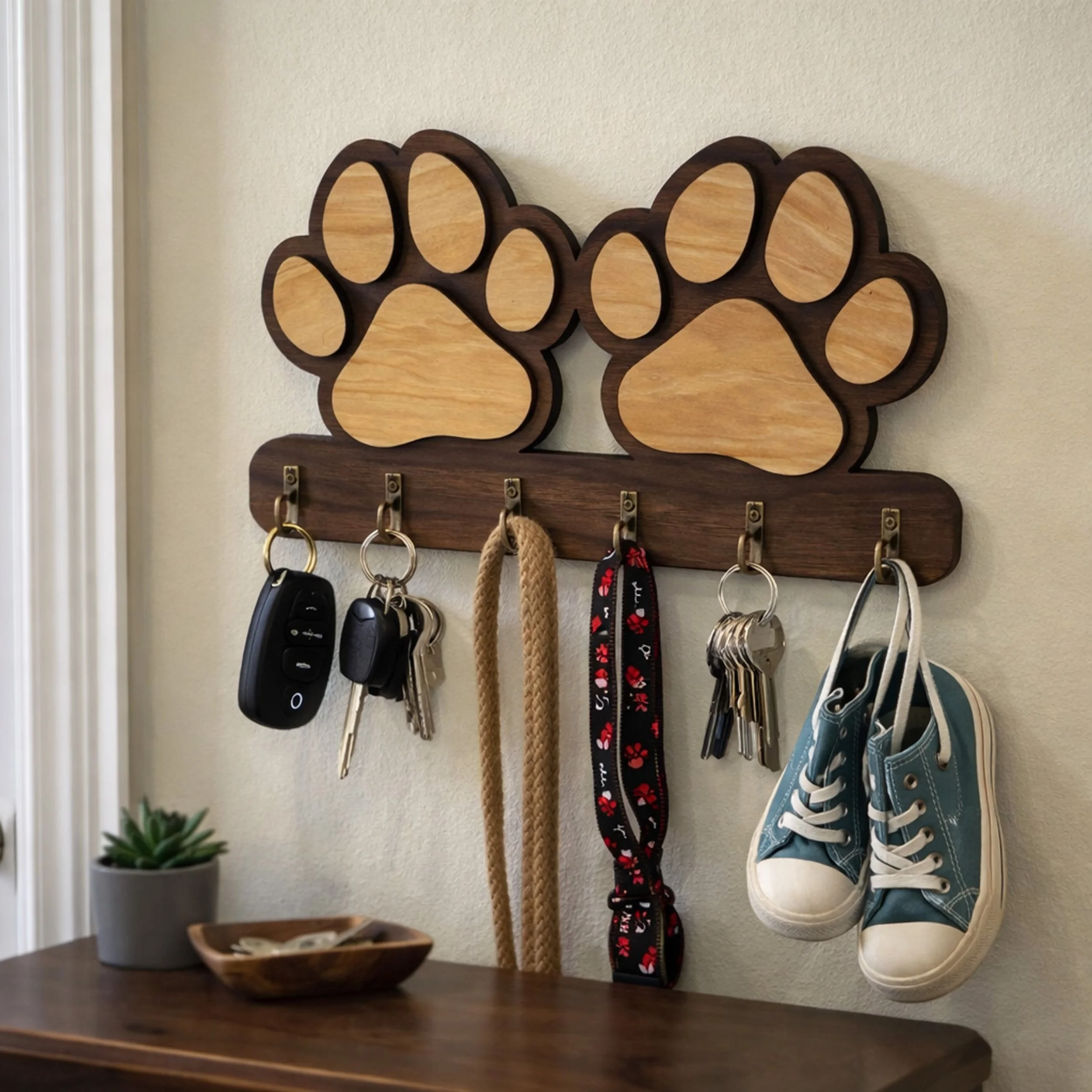Walnut Paws Key Rack