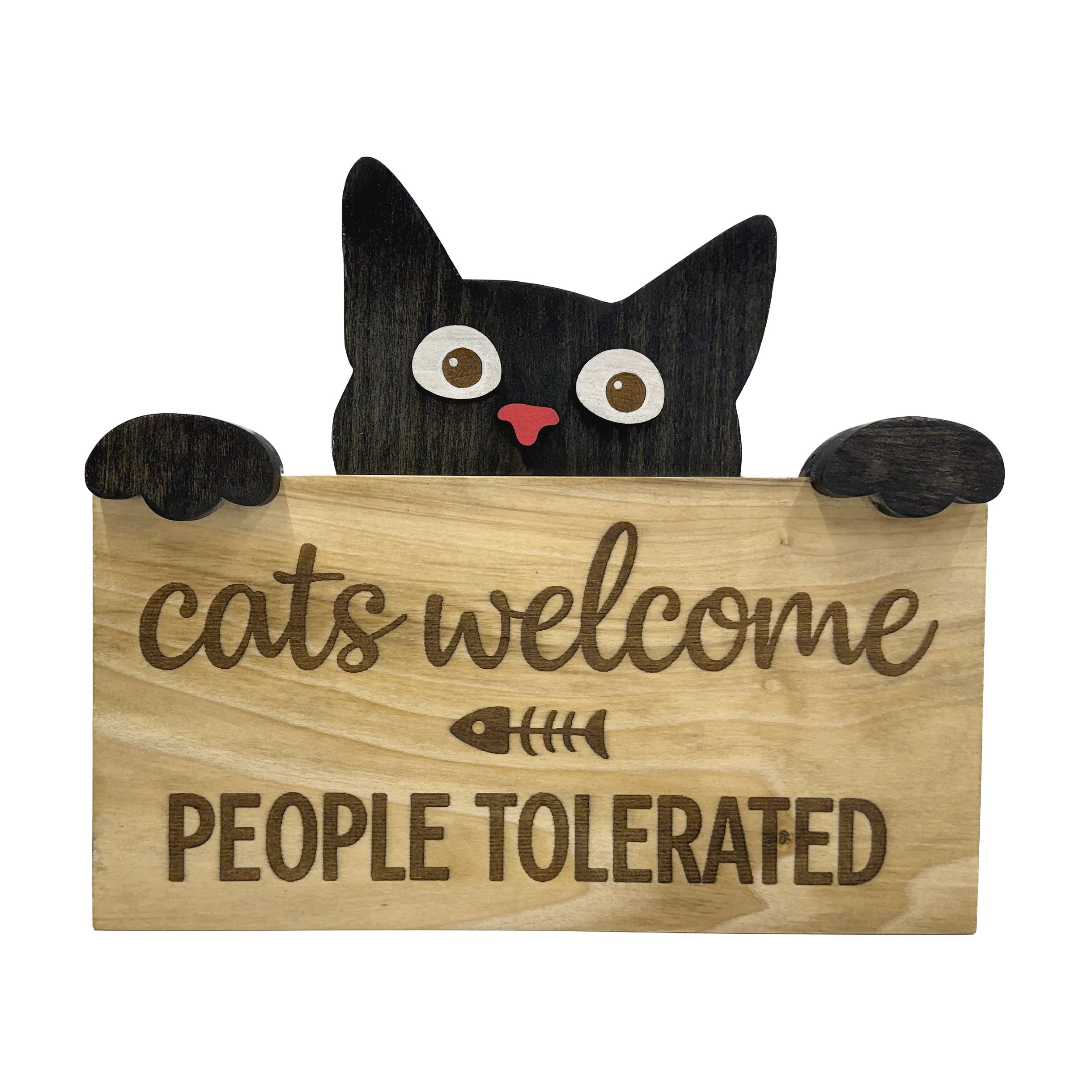 Layered Wooden Cat Welcome Sign