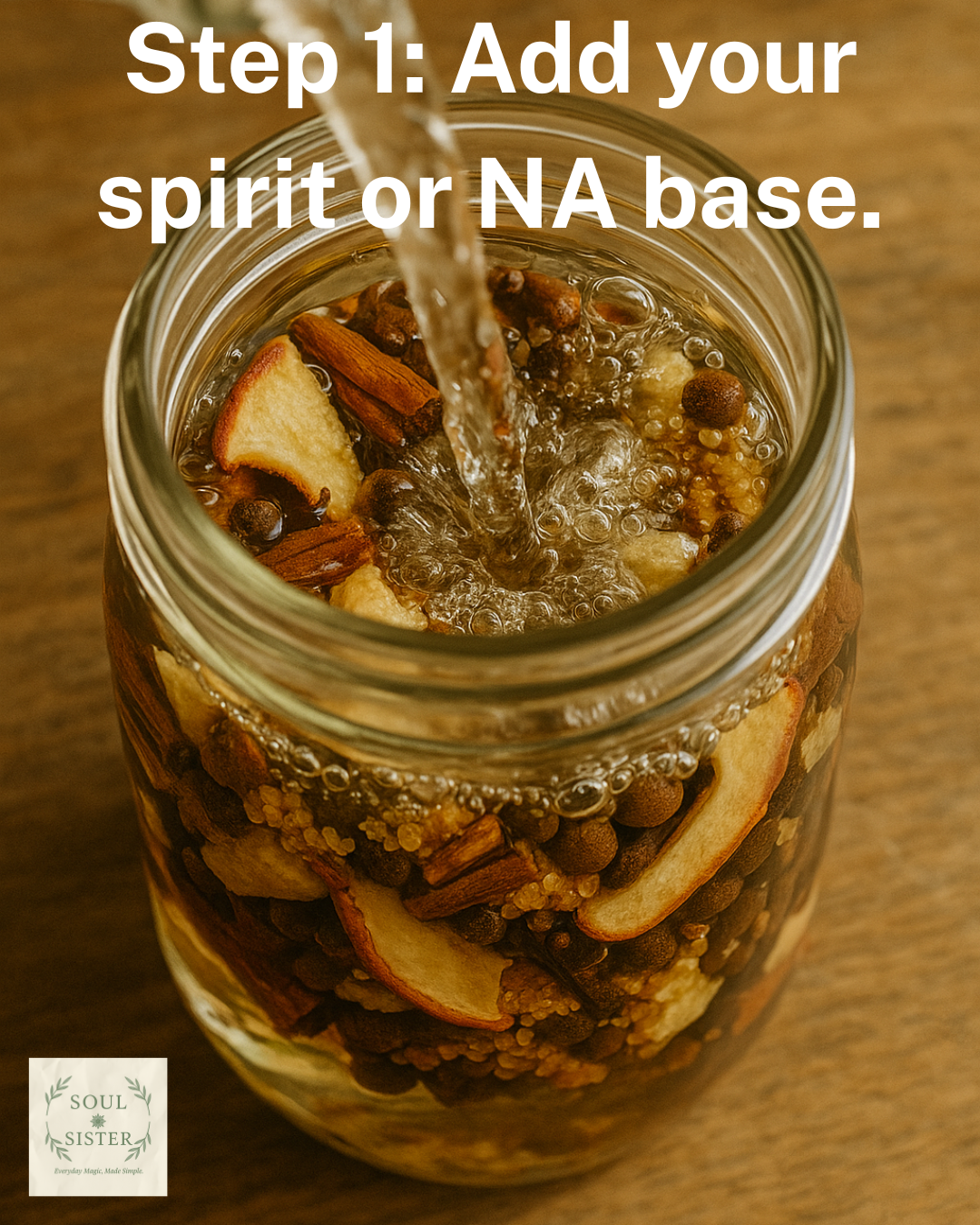 A mason jar filled with a herbal mixture, a small amber dropper bottle, and loose herbs including Echinacea root, elderberries, thyme leaf, and ginger root arranged on a fabric surface with labels.