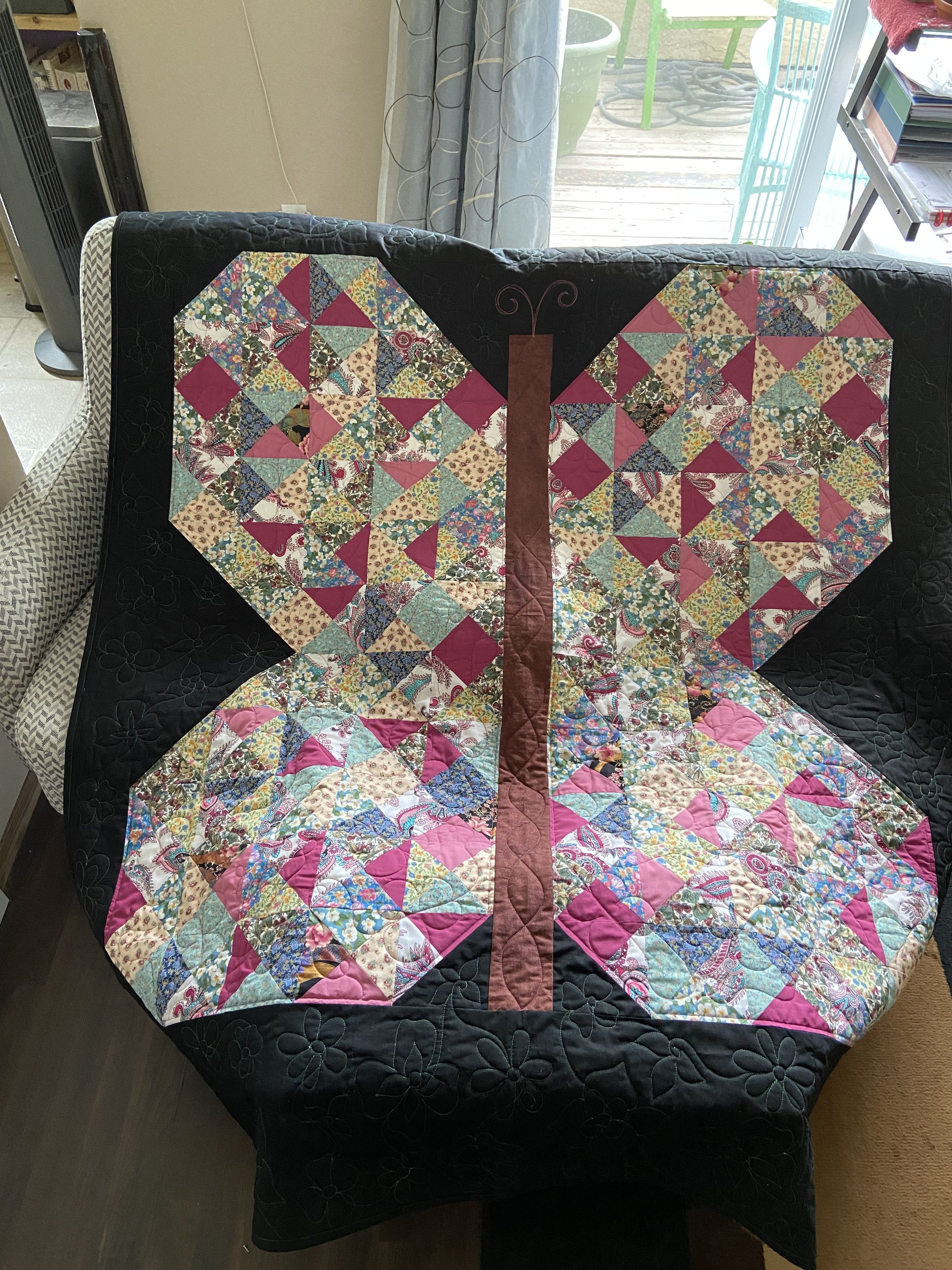 Pixelated butterfly quilt