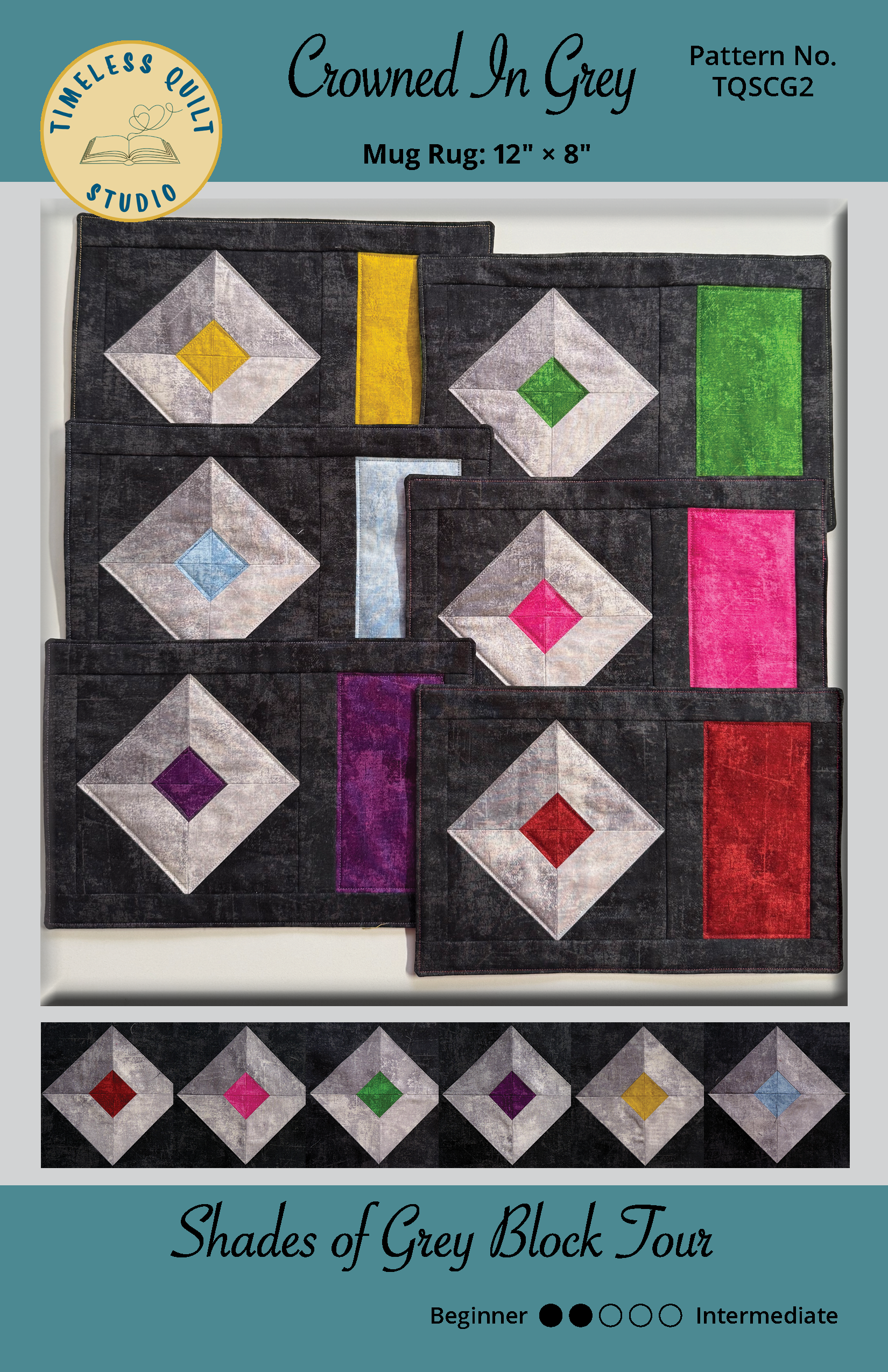 Crowned In Grey Mug Rug - Pattern