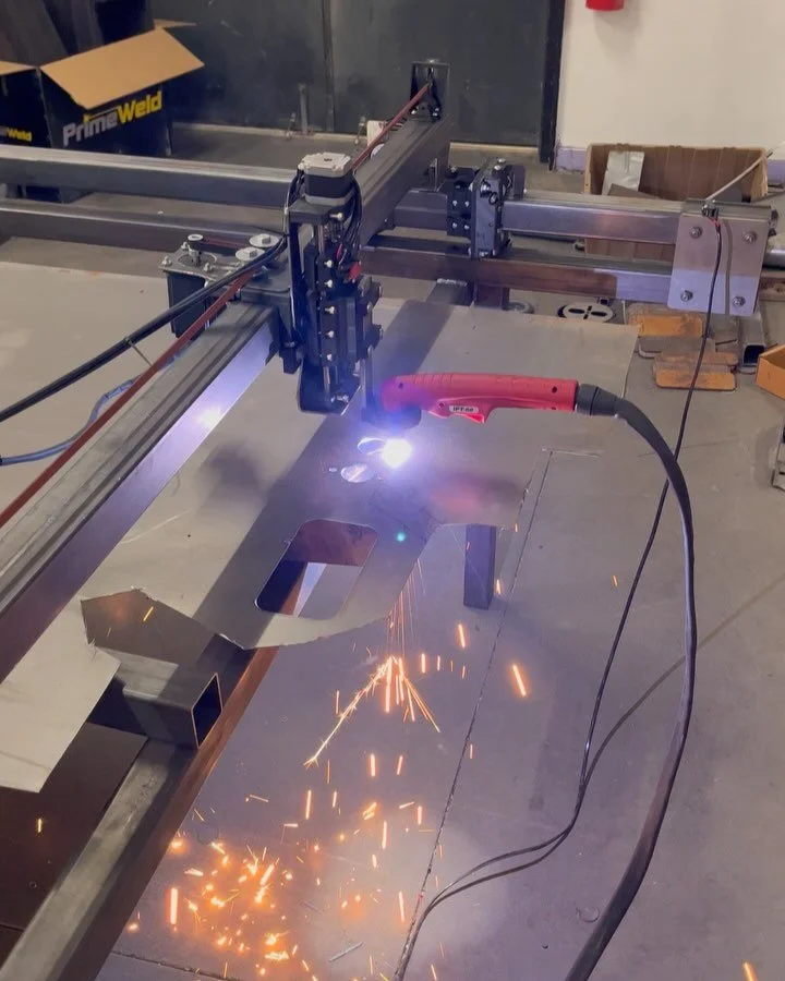 The CNC plasma cutter is a handy tool. Making a patch panel for the firewall of the C10 with a cutout for the Wilwood pedals! Need something like this let me know! Can ship small items!