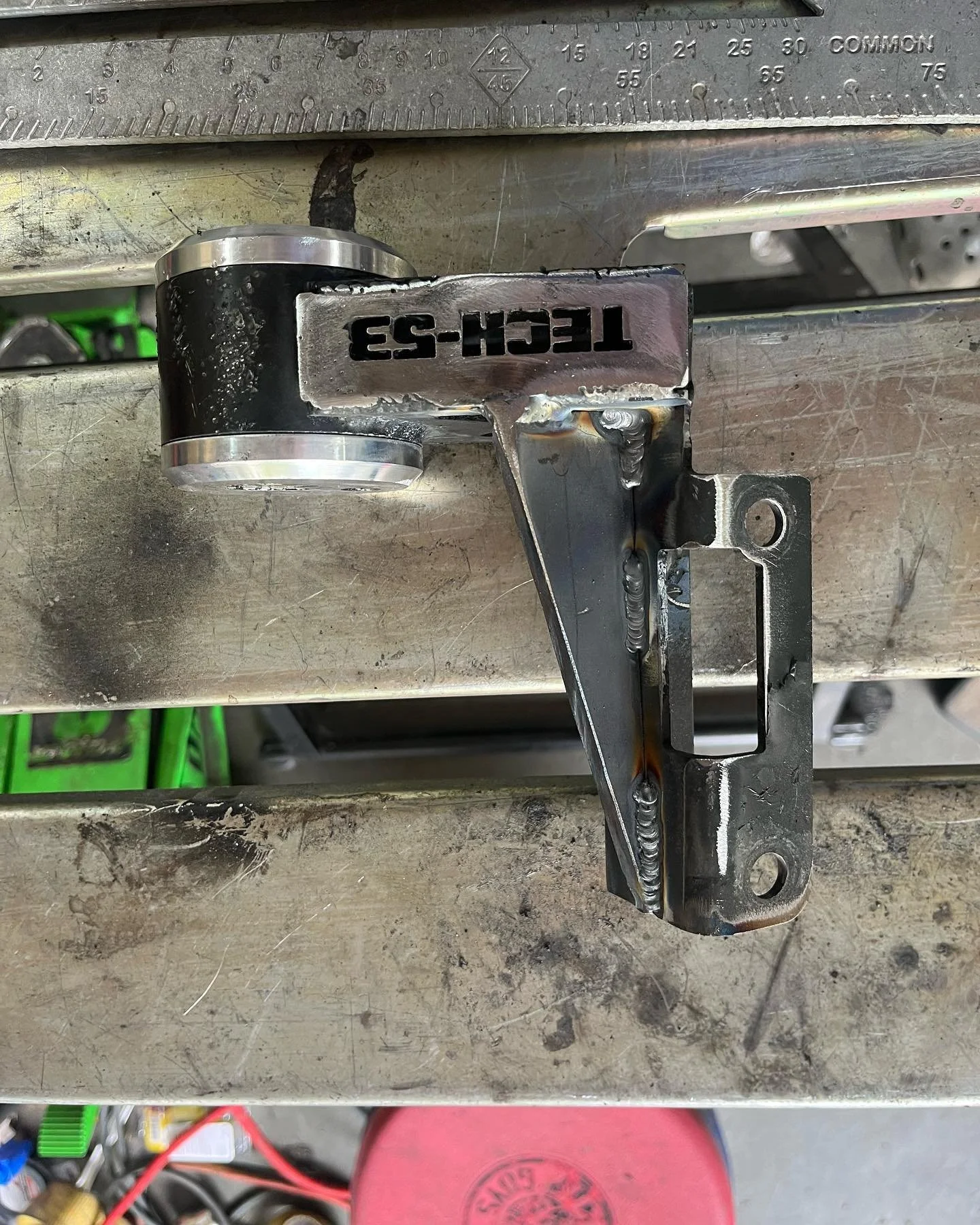 @flatxearth mount for the rabbit cracked again. Welded up the crack and reinforced it he&rsquo;ll have bigger problems next break 😂 #blackplaugecustoms #raleigh #laboroflove #smallshop #custom #madeintheusa #tigwelding #welding #fixitup