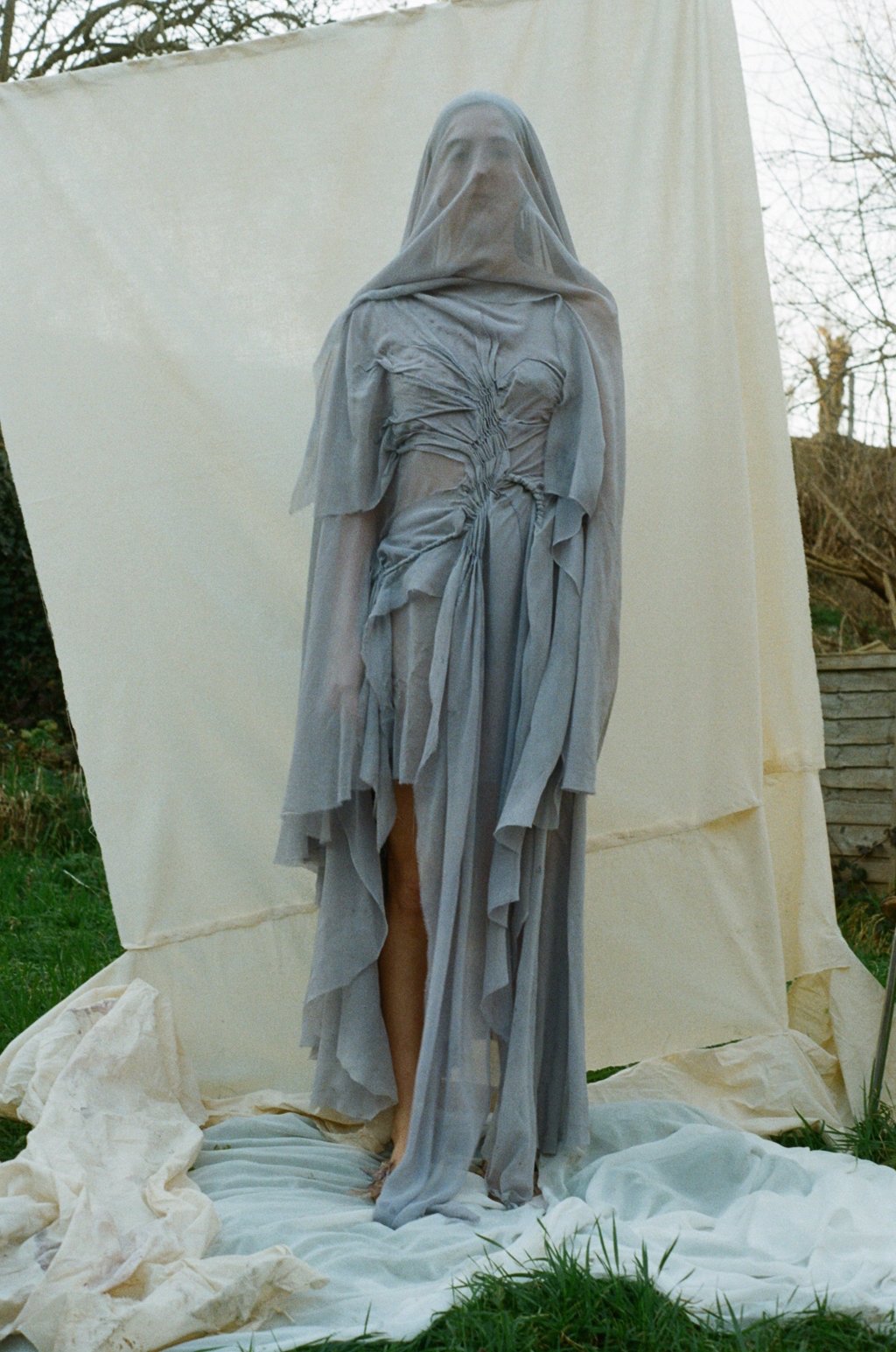 'Evaporation of a memory' - Cabbage dyed silk dress and cape.JPG