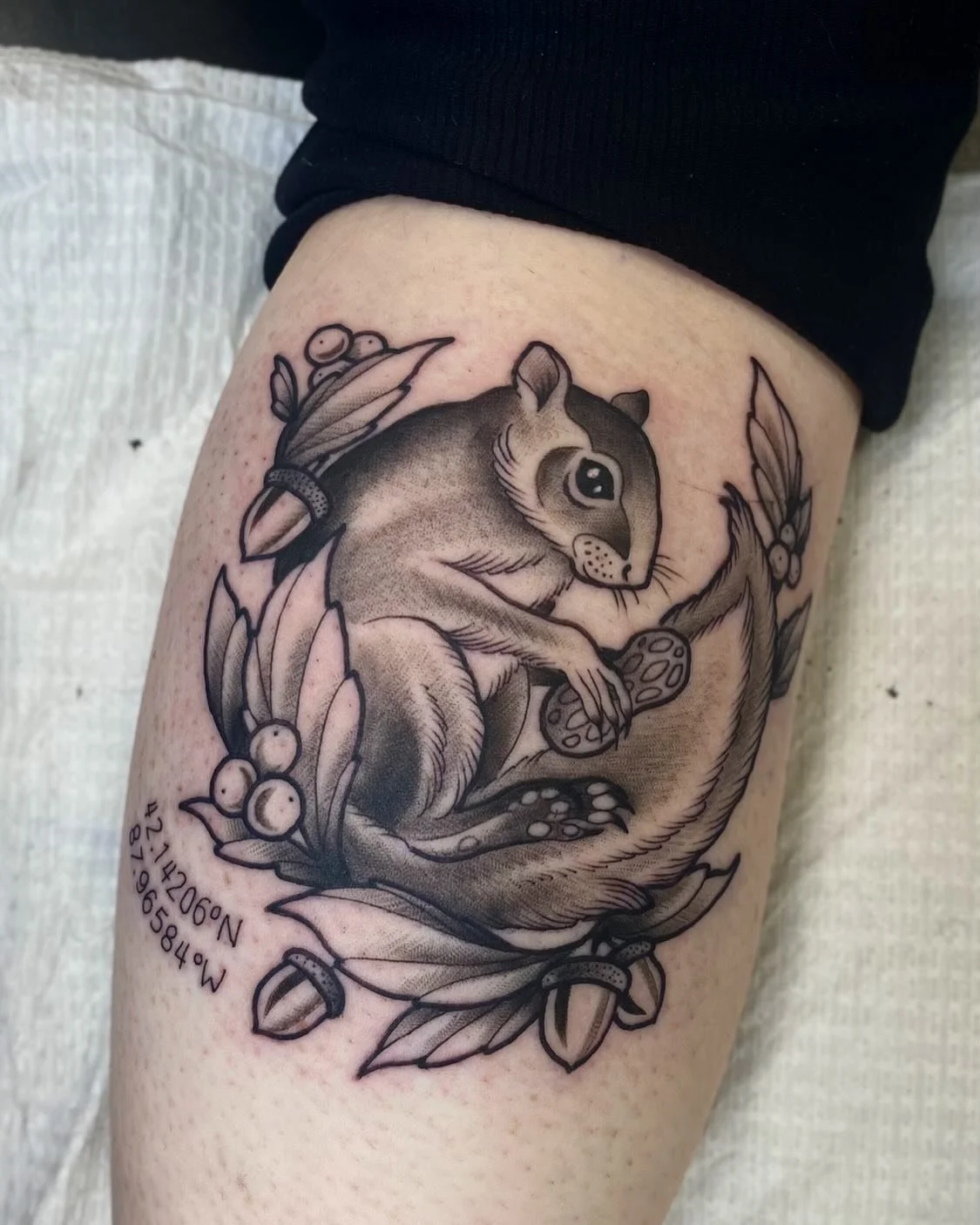 This squirrel&rsquo;s name is Friendly. Let&rsquo;s tattoo more critters! Thank you Nikki!

#squirreltattoo #animaltattoo #blackandgreytattoo #neotraditional #illustrativetattoo #tattoosnob #chicagotattooartist #tattoo #midwesttattoo
