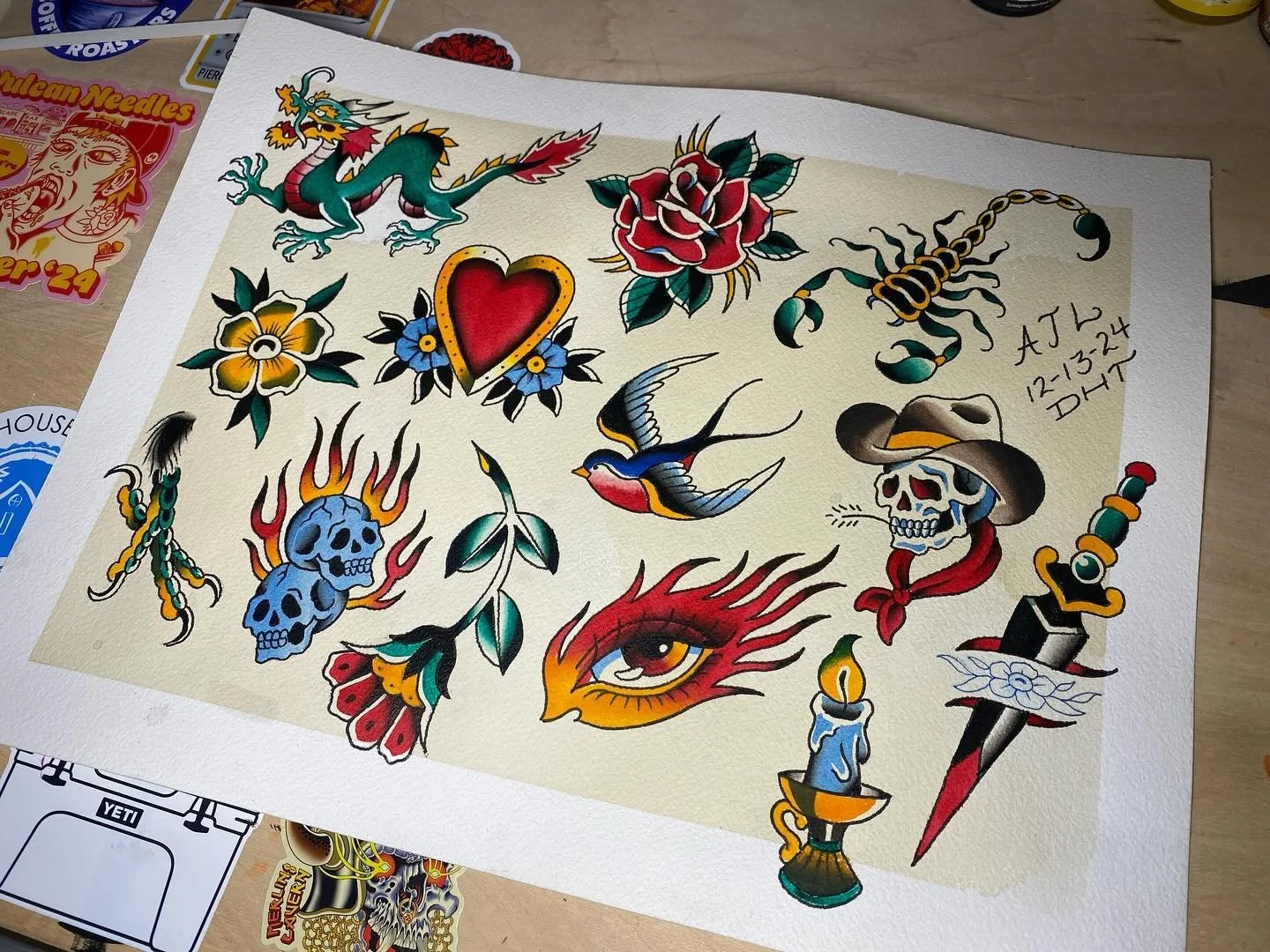 FRIDAY THE 13TH FLASH 

13 classic, repeatable designs ready to be tattooed on Friday 12/13! Black and grey or color, $100 flat that day only, arms and legs only. First come first served. I have a 1pm appointment, but I&rsquo;ll be starting my day at