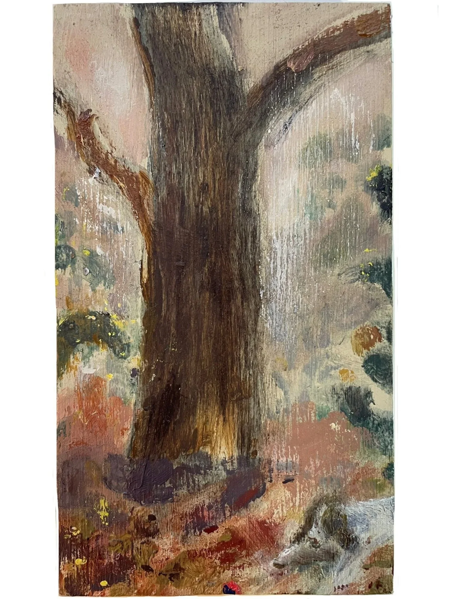 Dog in the Woods. Oil on Board. 10x20cm. 2025.