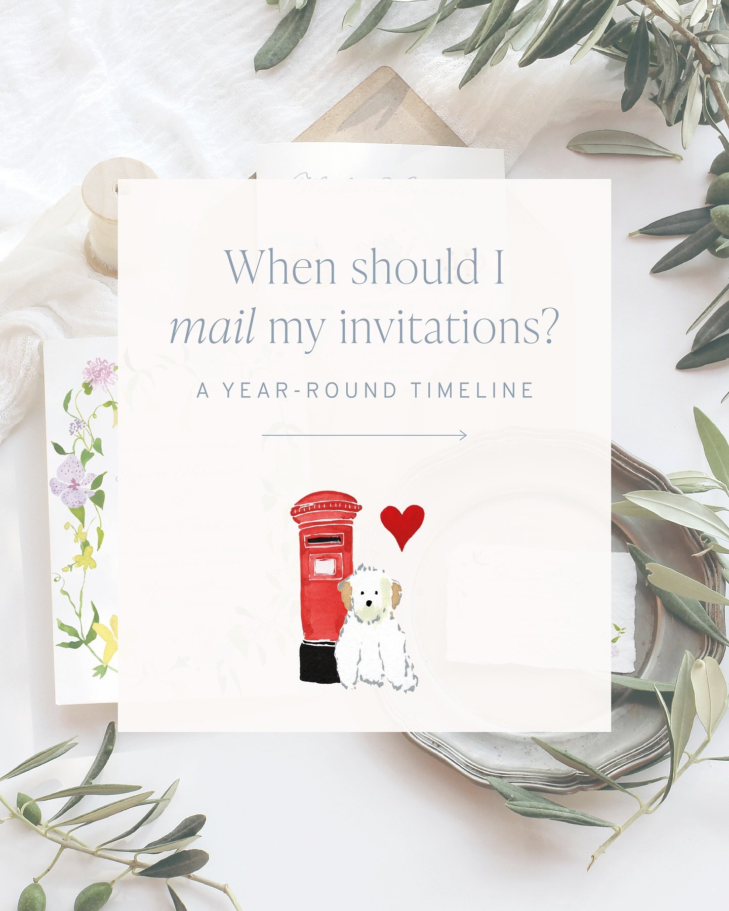 Planning your wedding?
Timing is everything when mailing invitations, but it starts months in advance with careful planning and design to perfect every detail. 

Save this post as a guide for invitation mailing timelines, and share it with newly enga