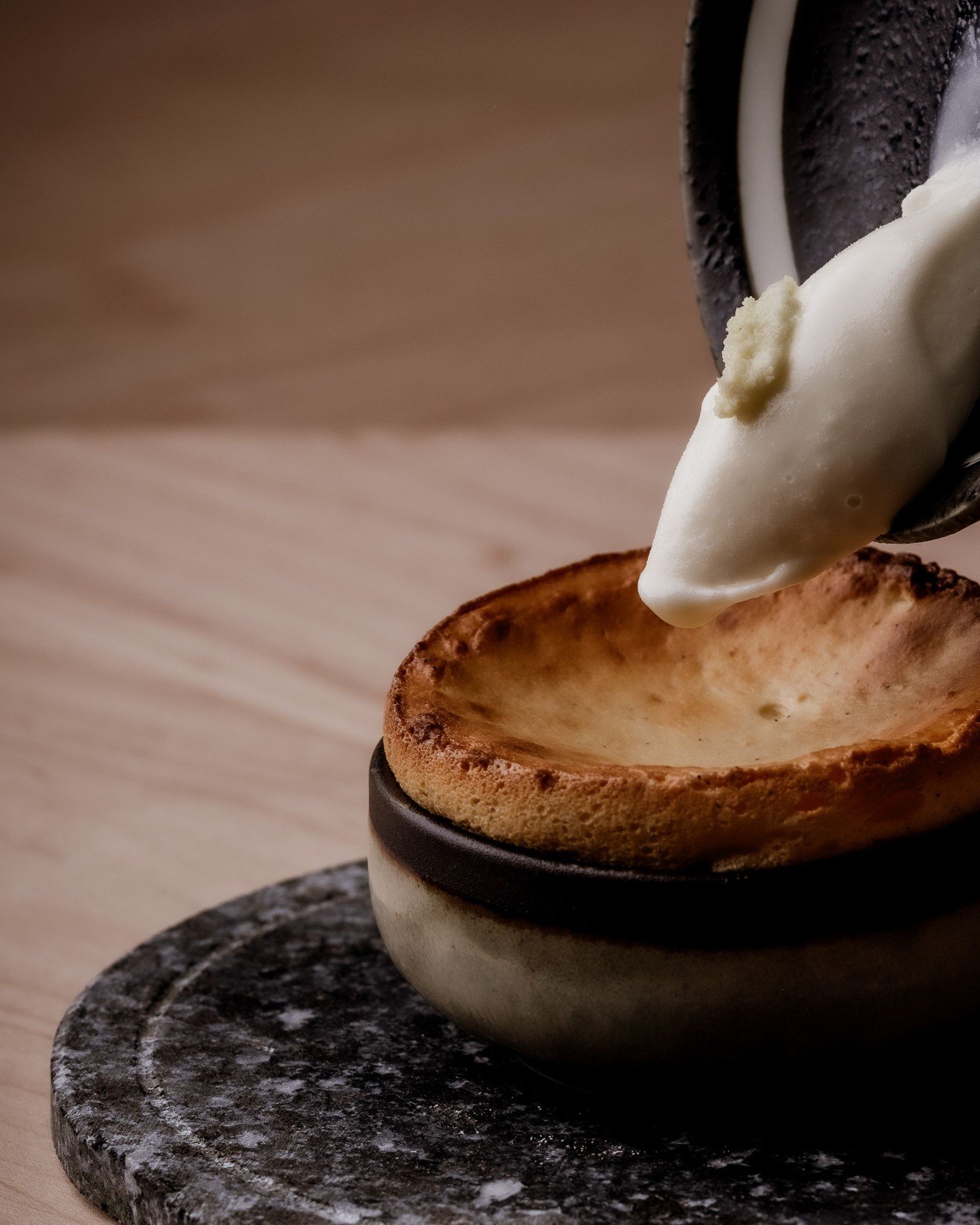 The gluten-free Souffl&eacute; at LUNA.

Risen with care, softened with miso caramel, and finished with a single scoop of fresh wasabi ice cream.

A warming finale to the perfect night.

#LUNAOmakase