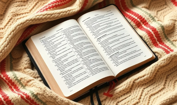 Bible on a blanket.