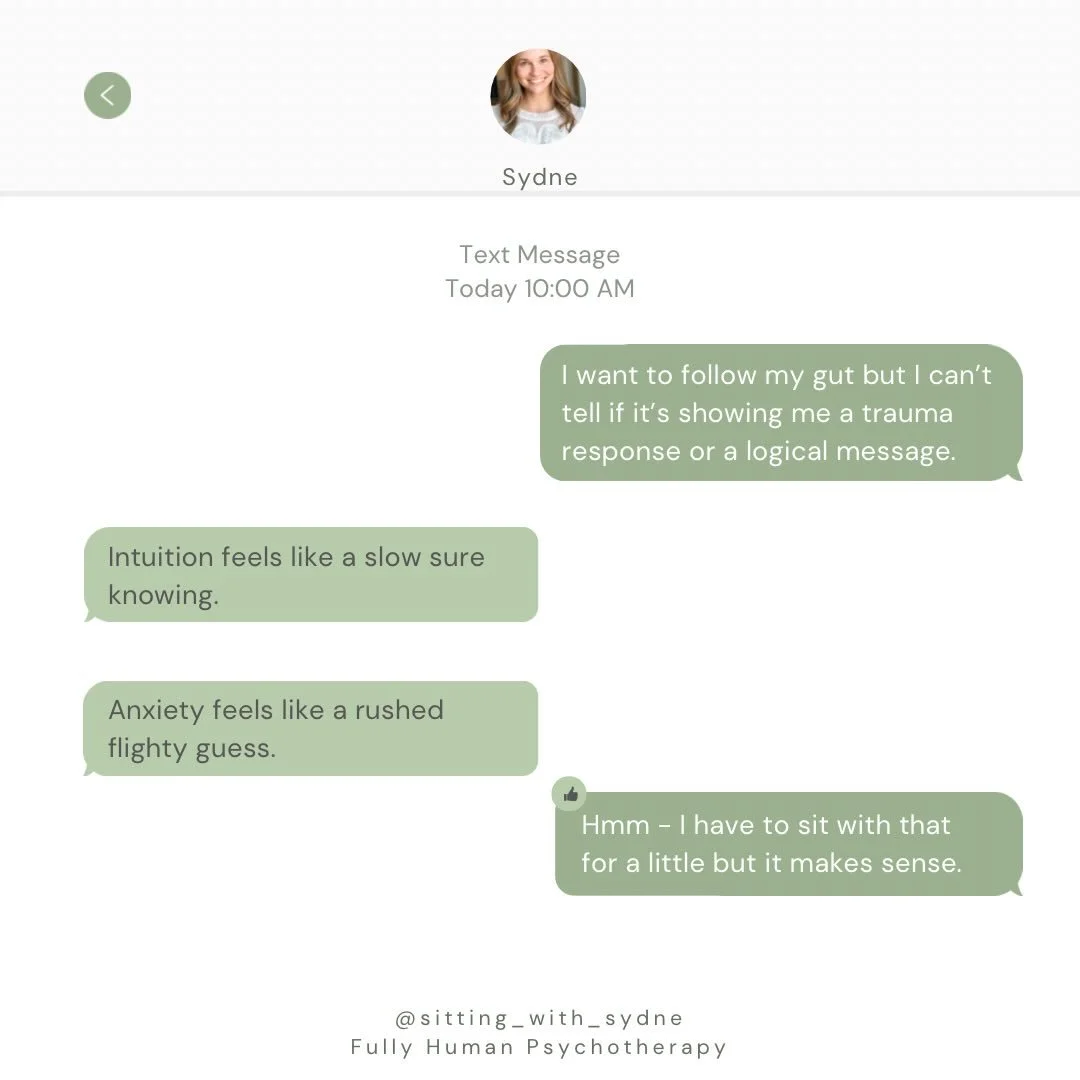 💭💬🗯️ &ldquo;follow your gut&rdquo;

Okay but what if my gut is in fight or flight? What if my past experiences make my gut anxious at a baseline?

It&rsquo;s okay! We all have the ability to slow down and ground ourselves until we can decipher int