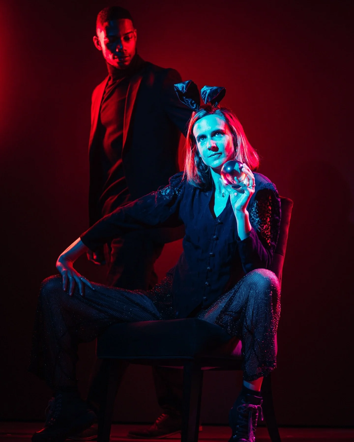 Transfixed by you. 

Fright Night
@studio.cor3 

Models: @liifeofsabin @wavetone.studio 
Event: @createnextgr 
Studio: @studio.cor3 
Photo 1 &amp; 5: @tylertriemstra 
Photo 2-4 &amp; 6: @wavetone.studio 

#halloween #crystalball #wednesday #spellonyo