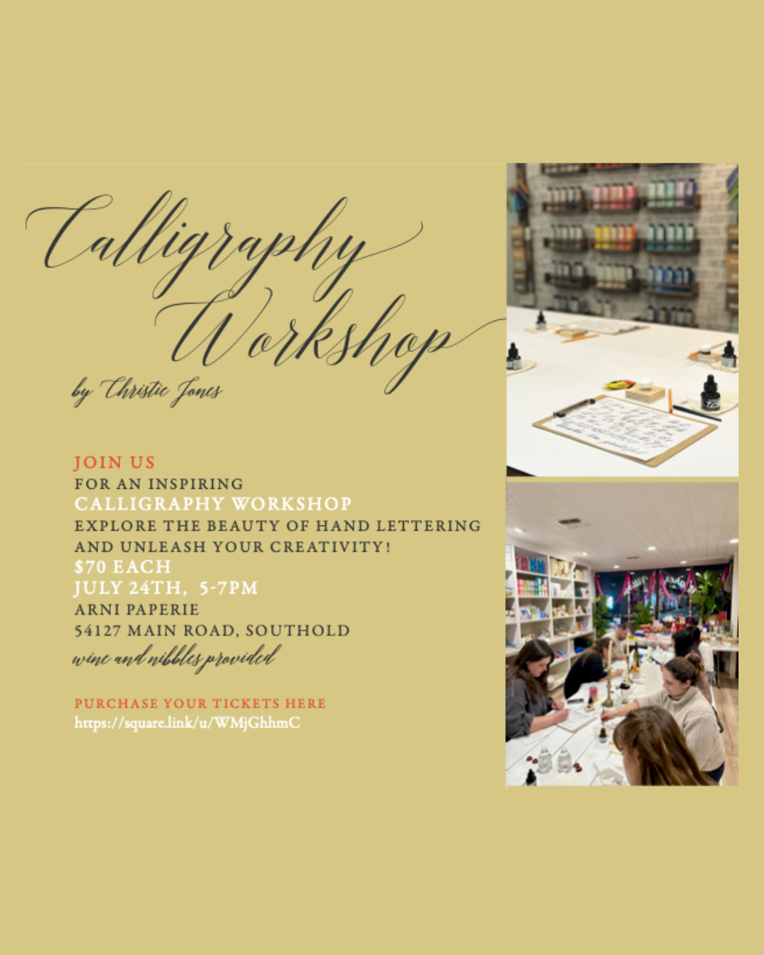 CALLIGRAPHY WORKSHOP @ ARNI PAPERIE