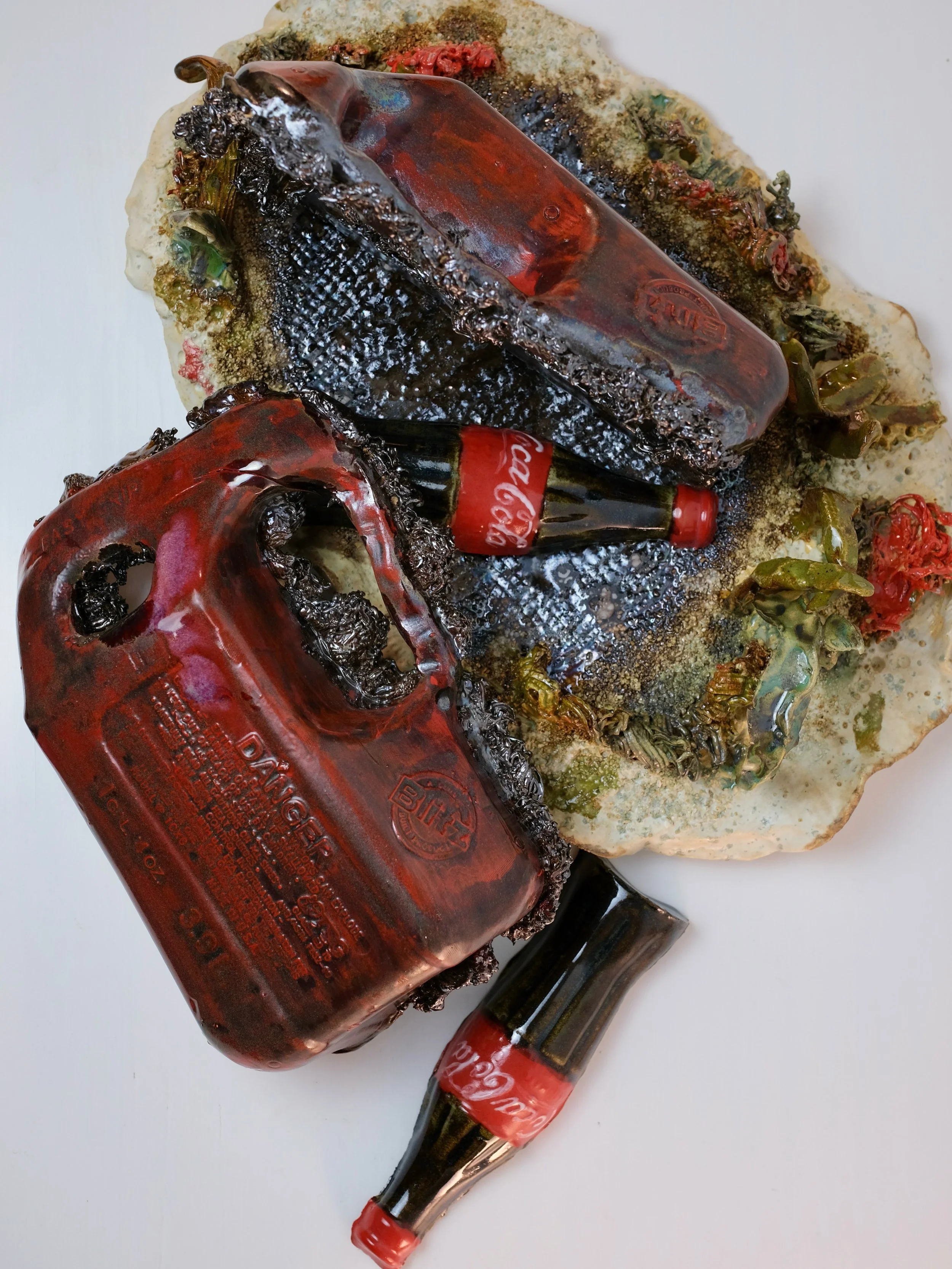 CRUDE WATER PROFIT

Ceramic installation, 2026
Size: fits within a 24x24&rdquo; pedestal

My latest iteration to my ongoing series FUEL FOR THOUGHT, examines the relationship between environmental destruction and corporate gain. Sound familiar? Just 