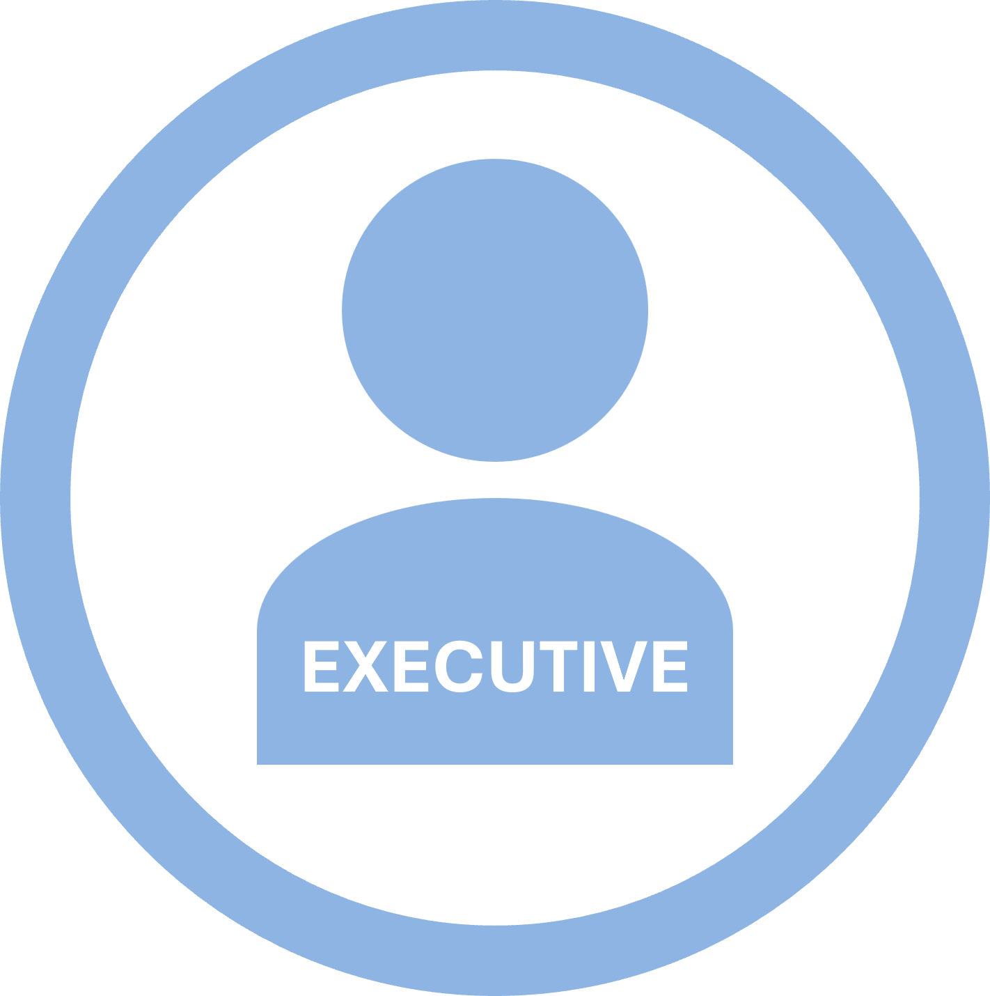 Icon of a user silhouette with a label 'Executive' beneath it, inside a blue circle.