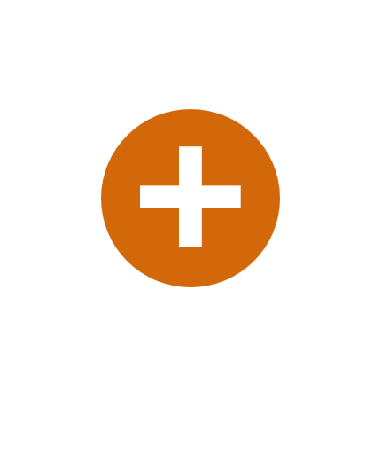 Medical cross symbol inside a brown circle on a black background.