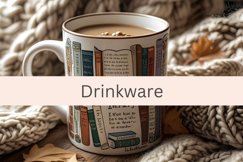 Image of a mug with books on it. A cozy blanket is in the background
