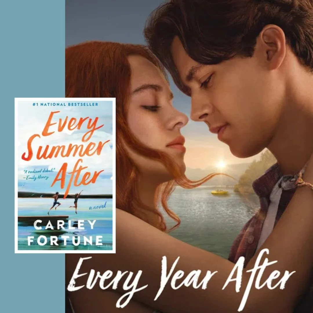 Every Summer After book cover and Every Year After movie promo