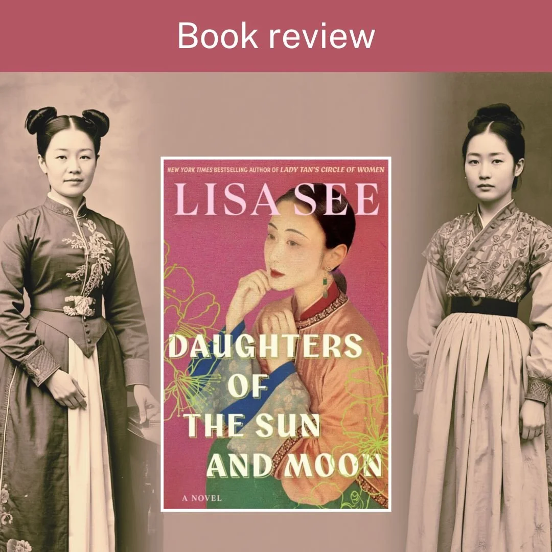 Book review. Image shows the cover of the book and a historic photo of two asian women.