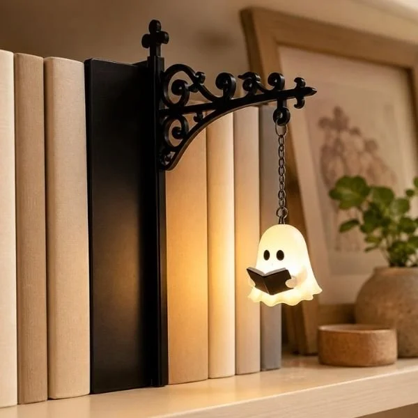 Hanging Bookshelf Reading Ghost by VictorianVoid