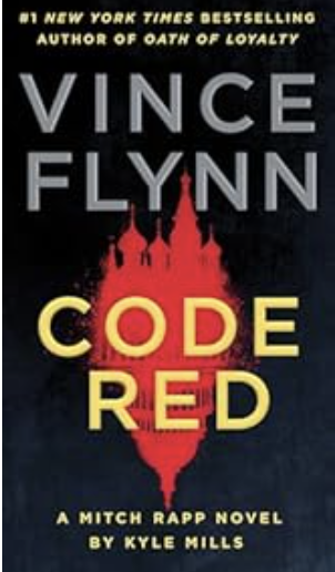 Book cover of Code Red by Kyle Mills. Image shows the shadow of a Russian city landscape