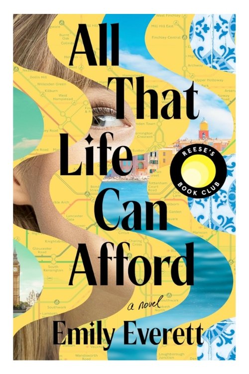 Book cover of All That Life Can Afford by Emily Everett. Illustration shows the title of the book and hints of a woman's face.