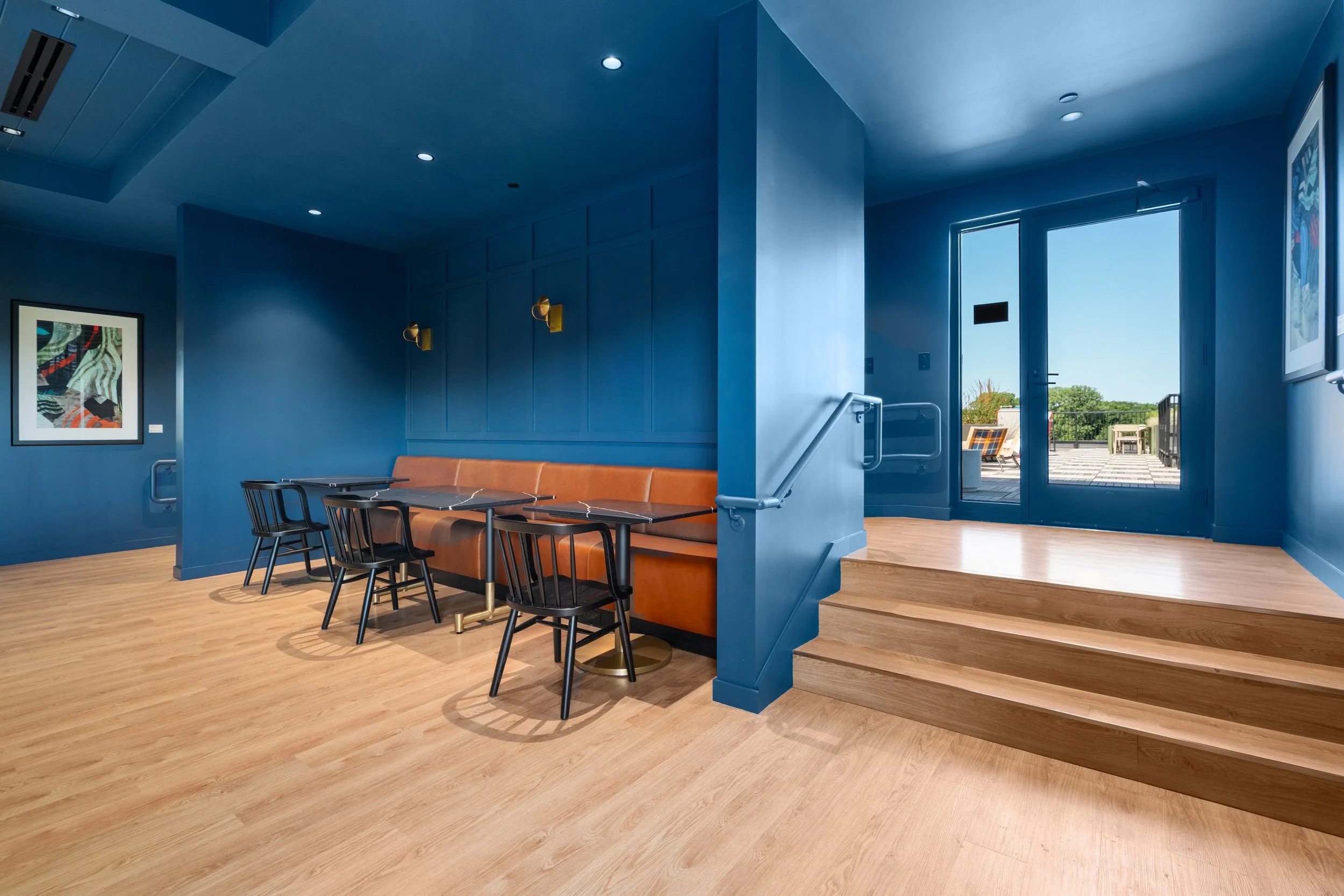 Our Club Room provides direct access to our Rooftop Deck, providing even more space to relax, hangout, and cook in our outdoor kitchen area.