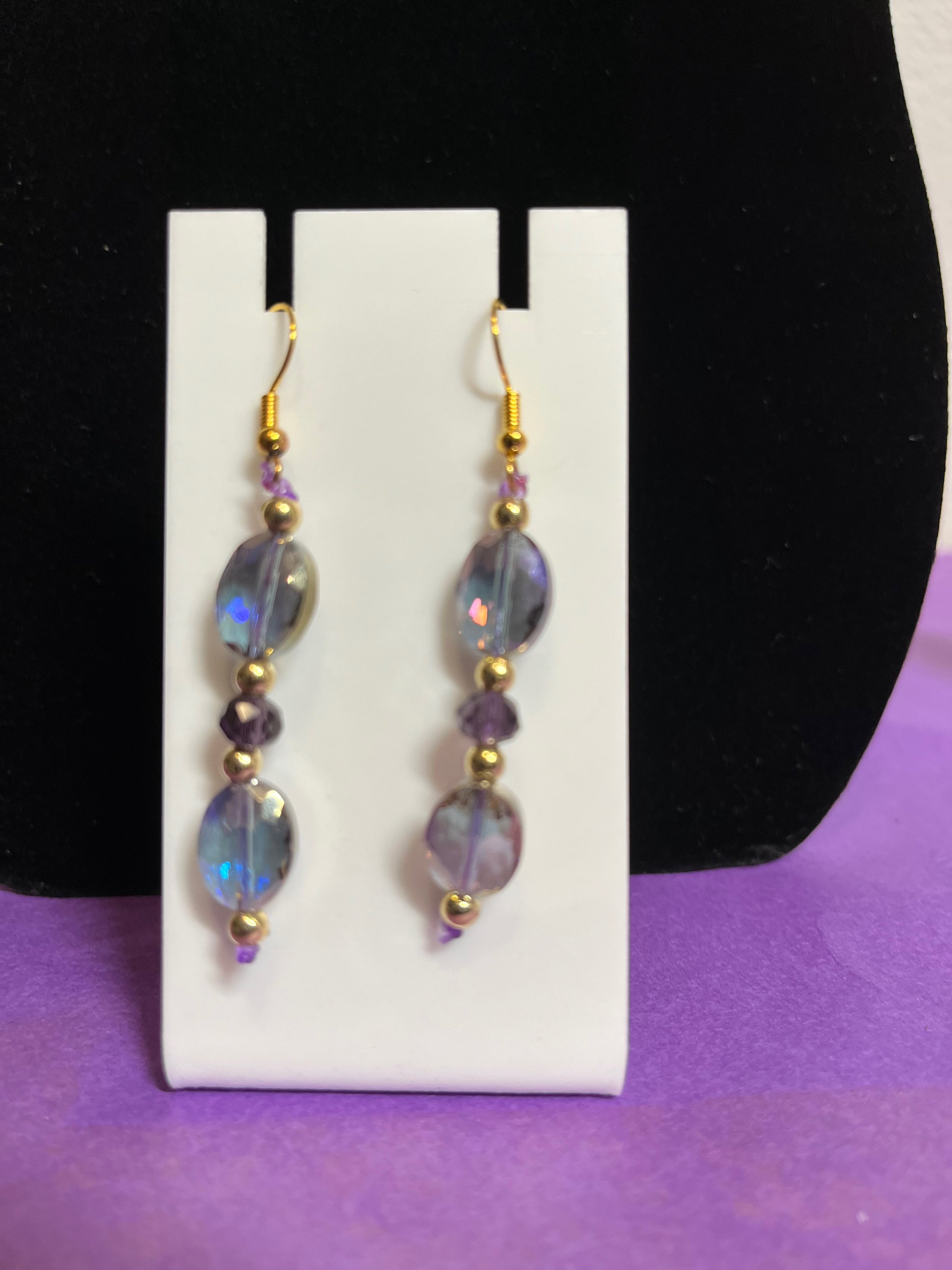 Blue prizm and gold earrings
