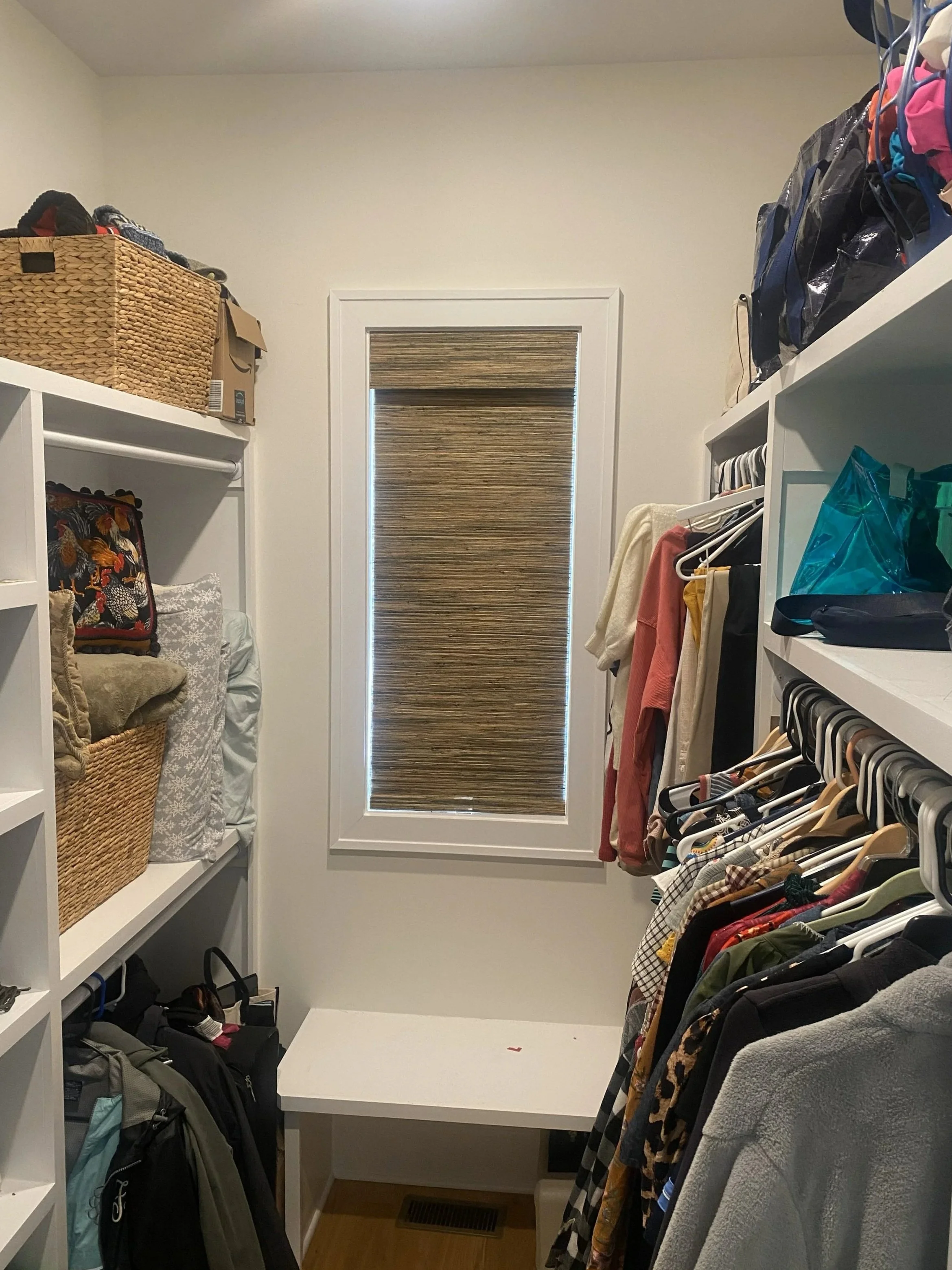 Bamboo blind in closet